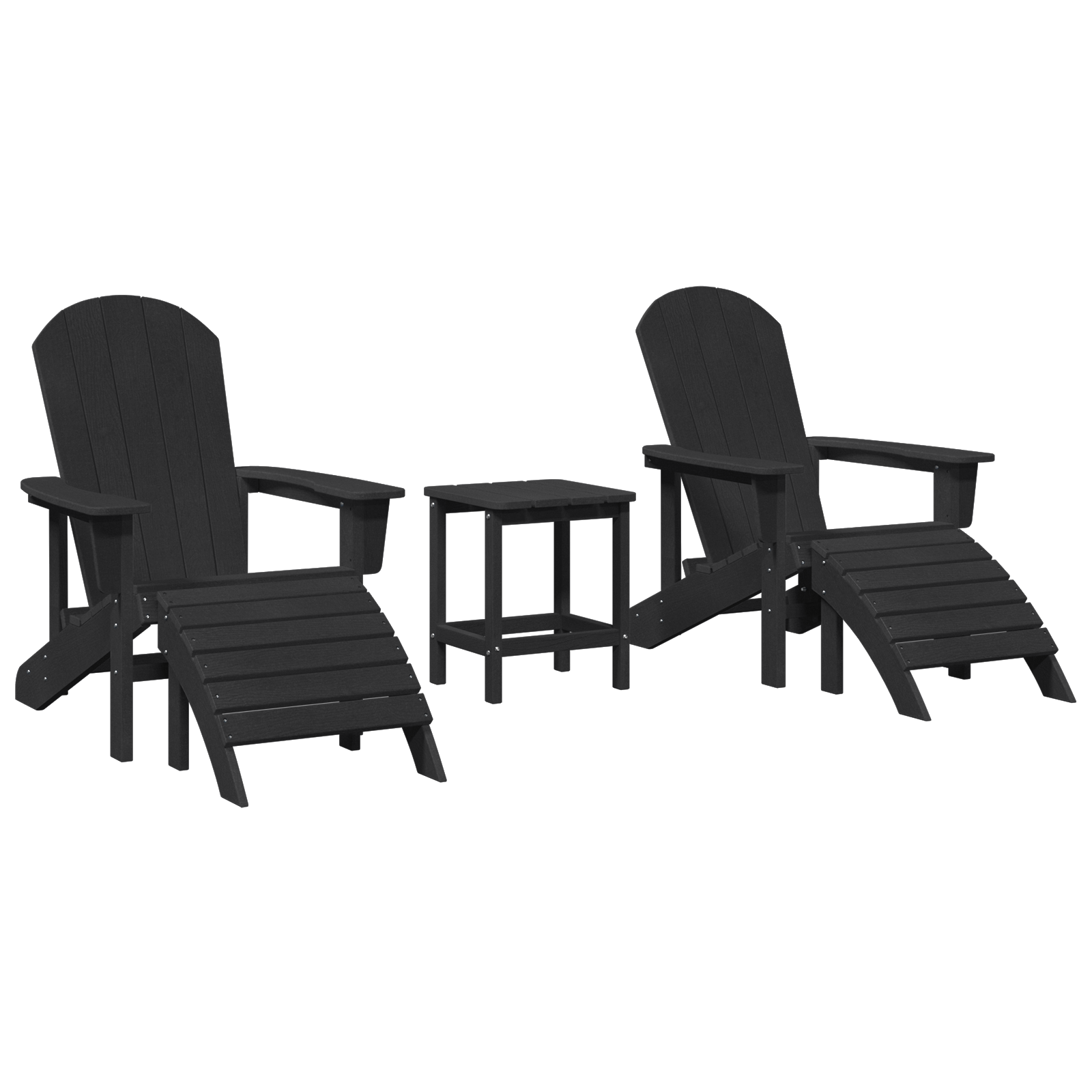 3 Piece Garden Lounge Set Black HDPE - Image 2