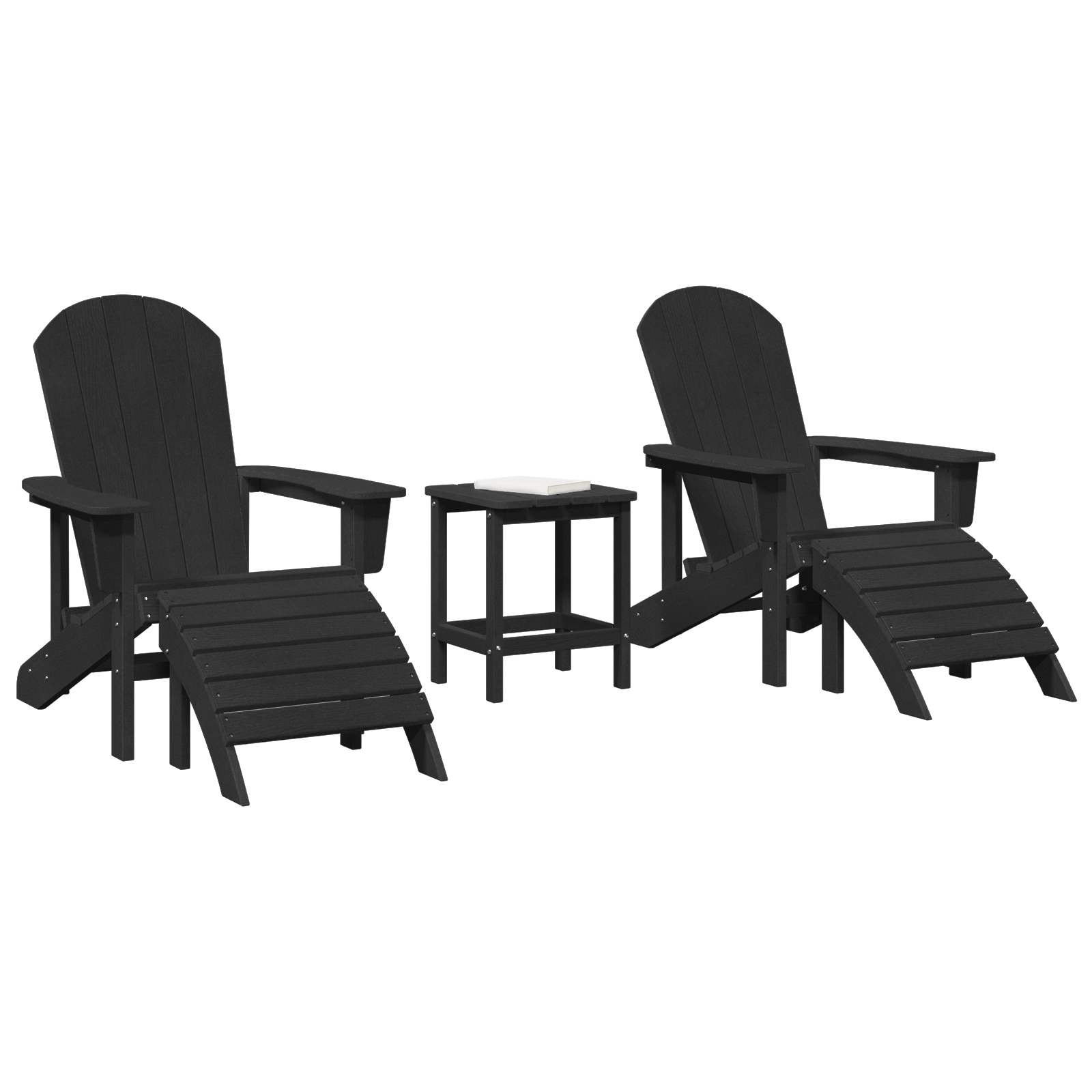 3 Piece Garden Lounge Set Black HDPE - Image 3