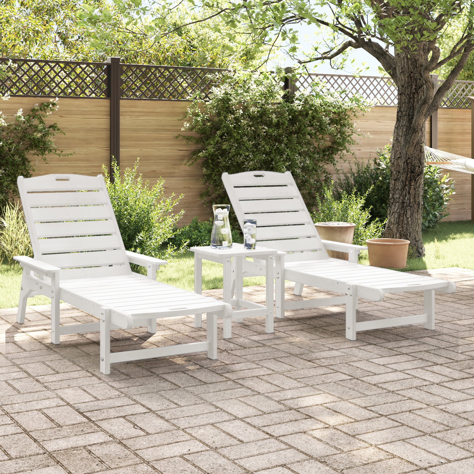 Sun Loungers 2 pcs White 162x53x98.5 cm HDPE - Image 3