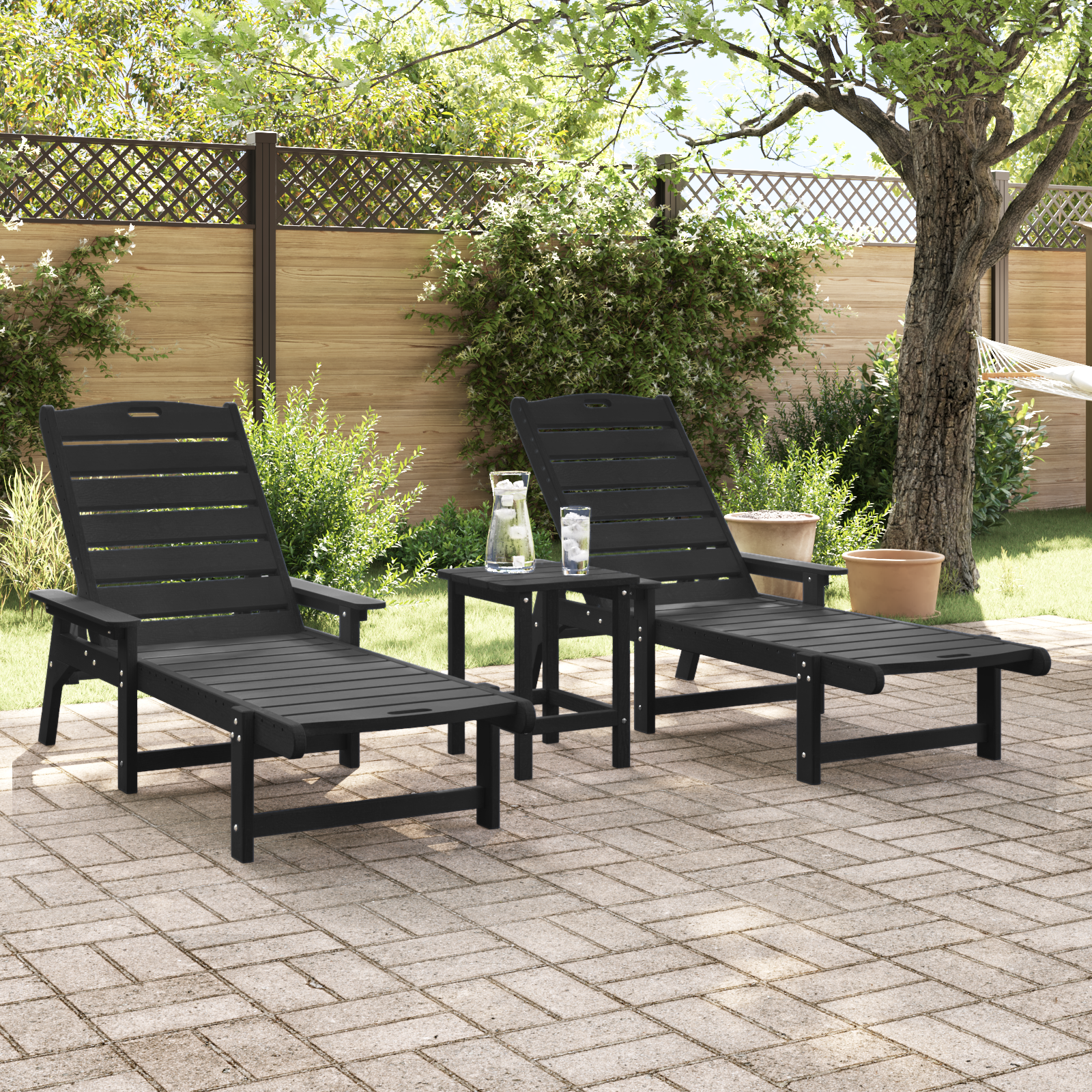 Sun Loungers 2 pcs Black 162x53x98,5 cm HDPE - Image 3