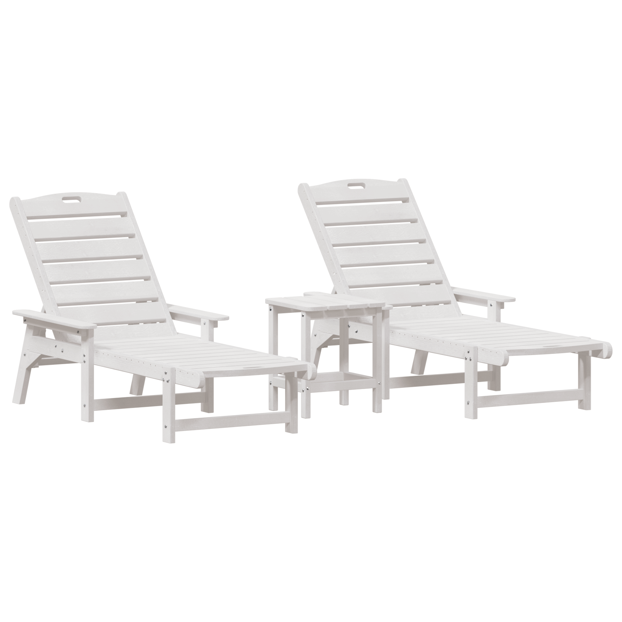 3 Piece Garden Lounge Set White HDPE - Image 2