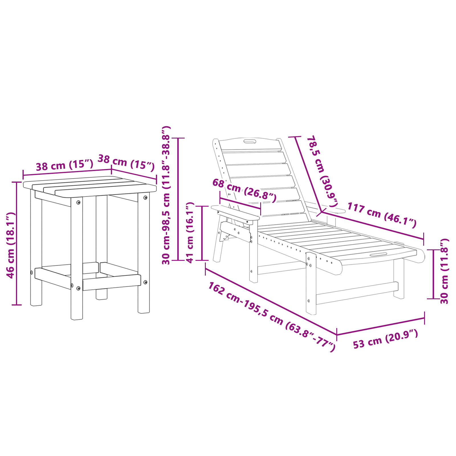 3 Piece Garden Lounge Set White HDPE - Image 11