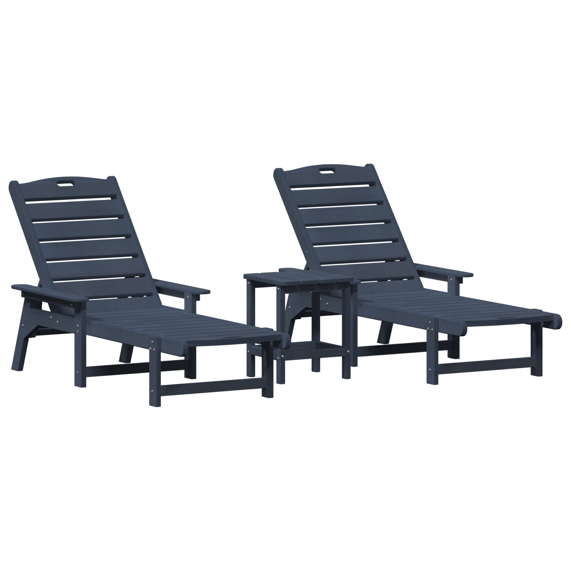 3 Piece Garden Lounge Set Navy Blue HDPE - Image 2