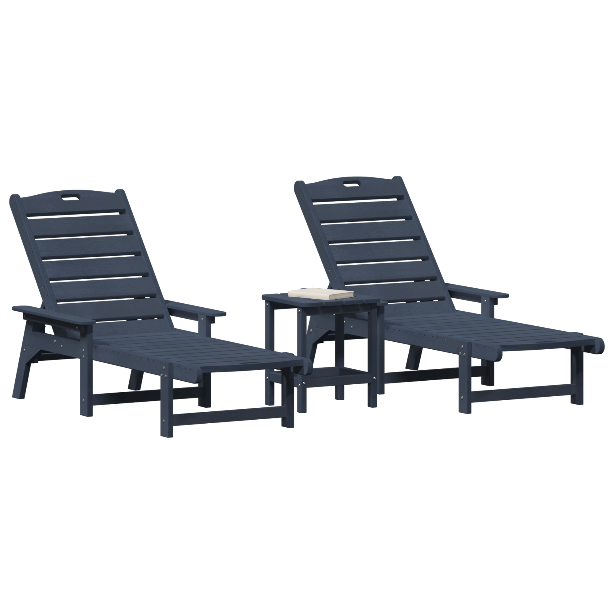 3 Piece Garden Lounge Set Navy Blue HDPE - Image 3