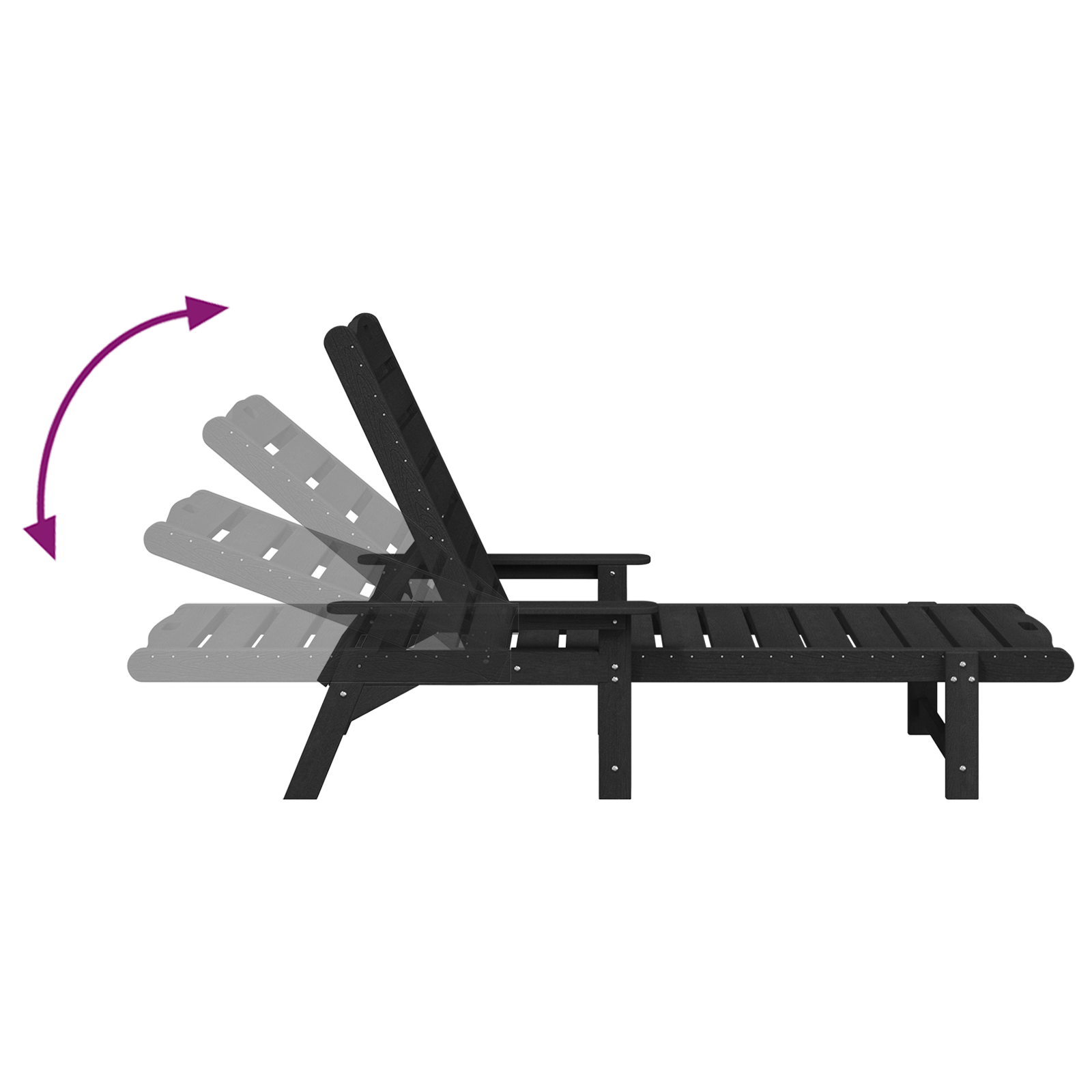3 Piece Garden Lounge Set - Black HDPE - Image 10