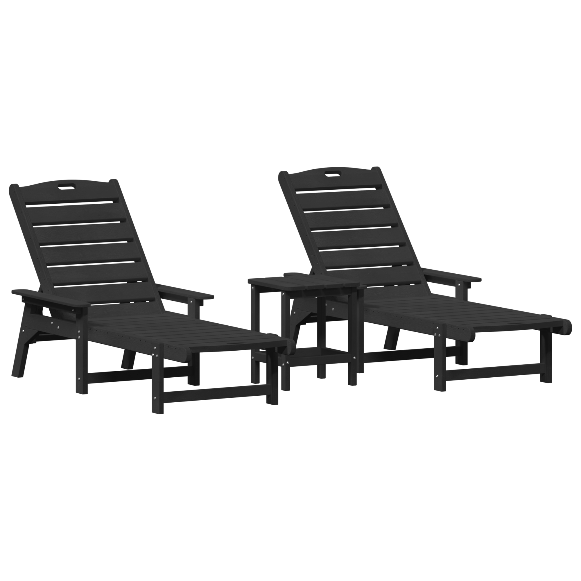 3 Piece Garden Lounge Set - Black HDPE - Image 2