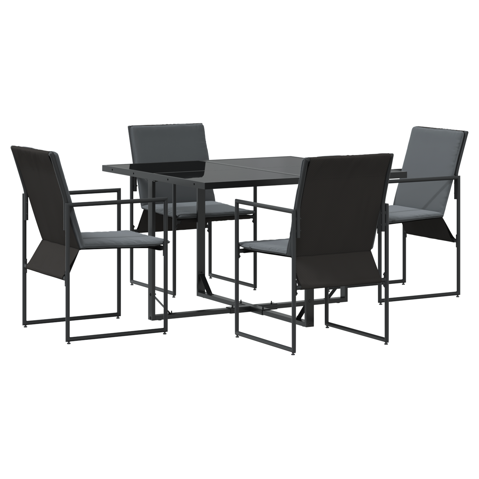 6 Piece Garden Dining Set with Cushions Steel and Textilene - Image 2