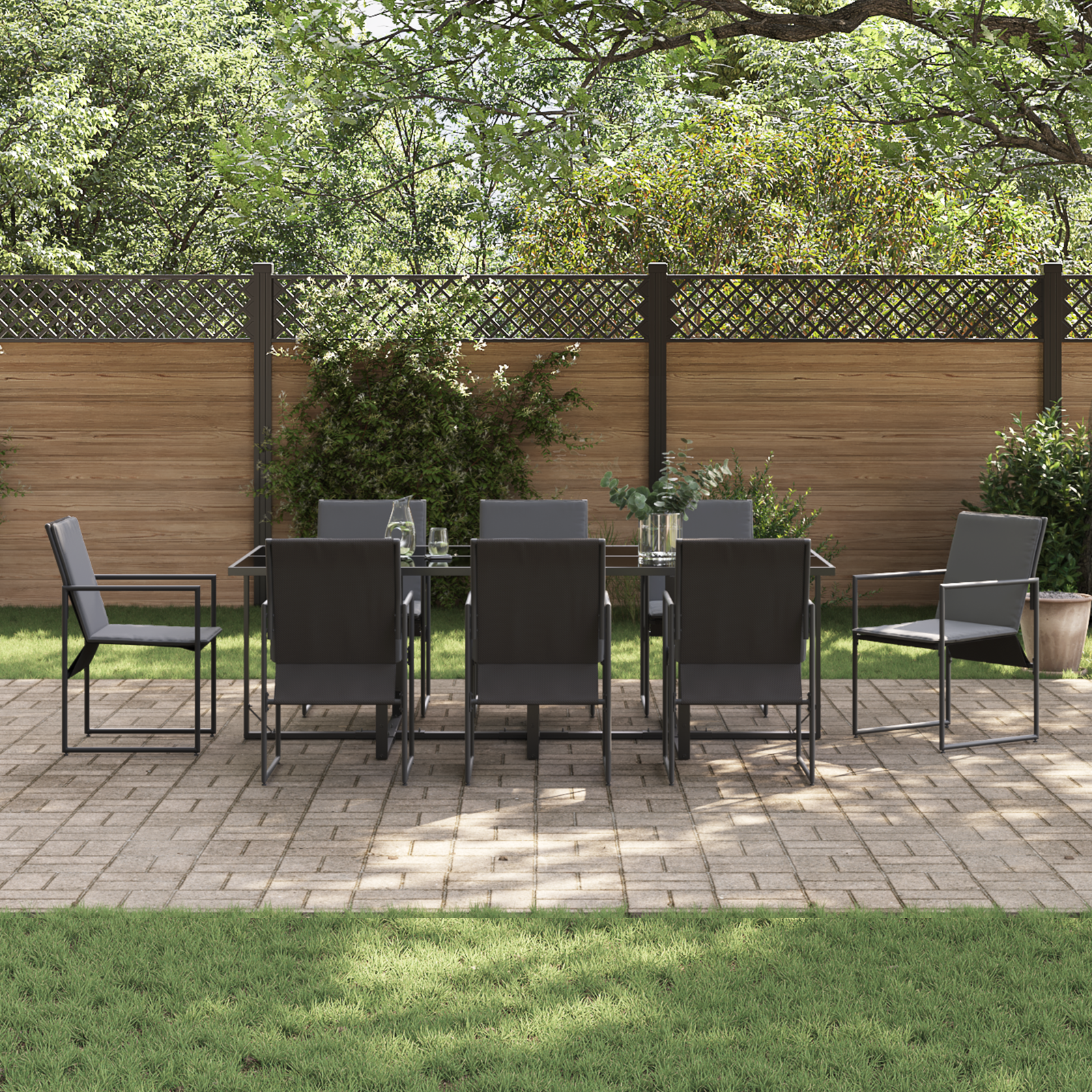 12 Piece Garden Dining Set with Cushions Steel and Textilene - Image 3