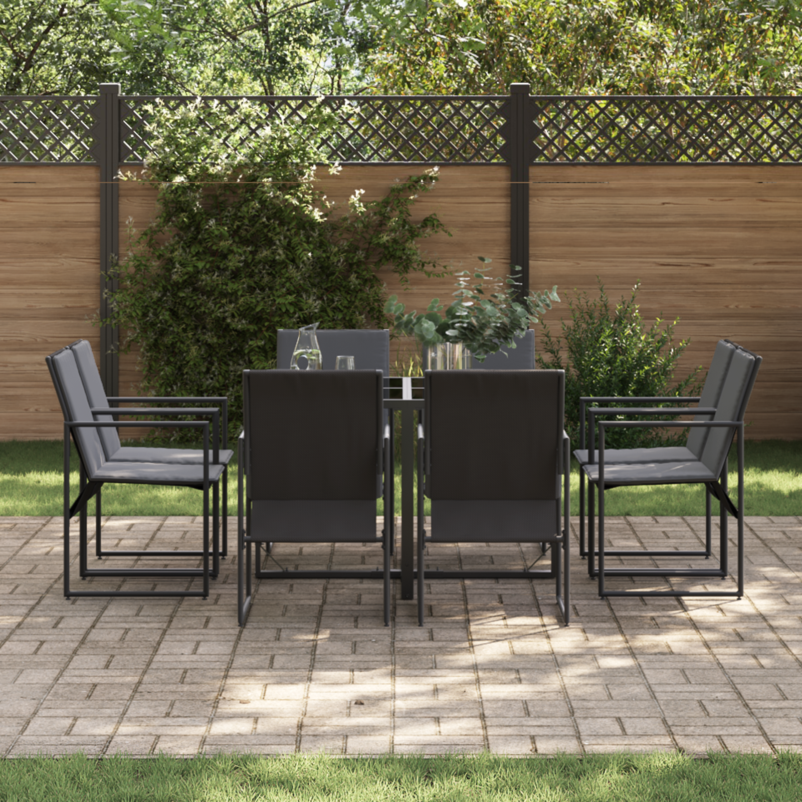 10 Piece Garden Dining Set with Cushions Steel and Textilene - Image 3