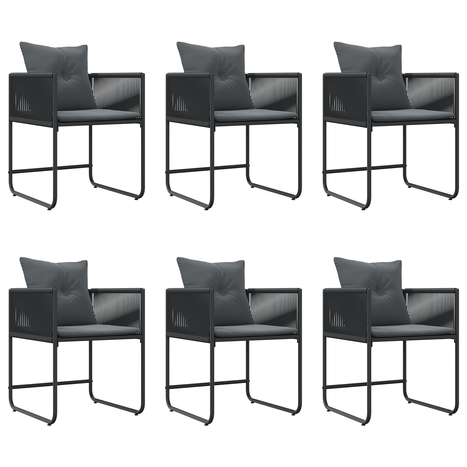 9 Piece Garden Dining Set with Cushions Steel and Poly Rattan - Image 5