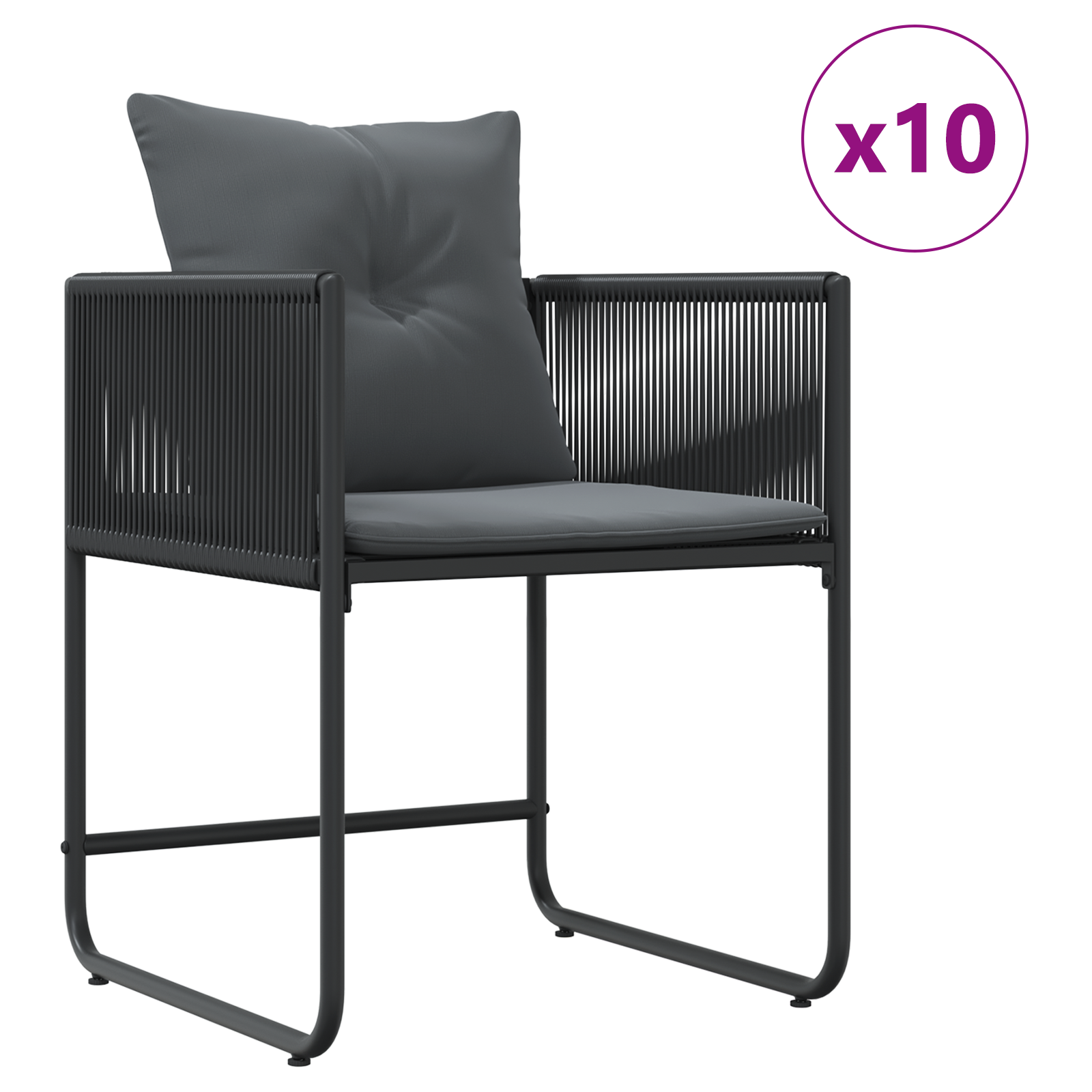 15 Piece Garden Dining Set with Cushions Steel and Poly Rattan - Image 5