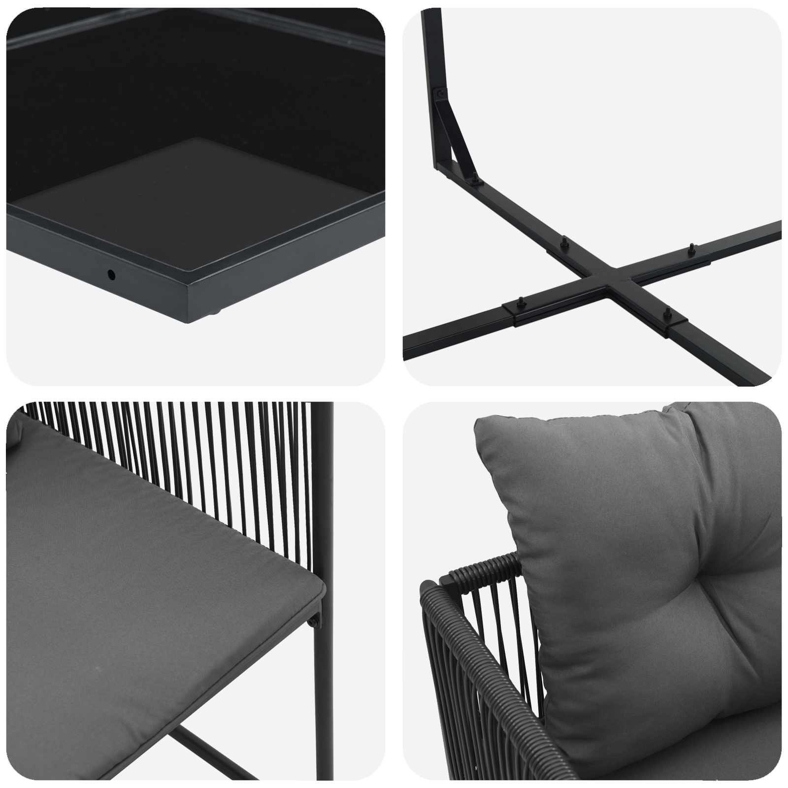 13 Piece Garden Dining Set with Cushions Steel and Poly Rattan - Image 7