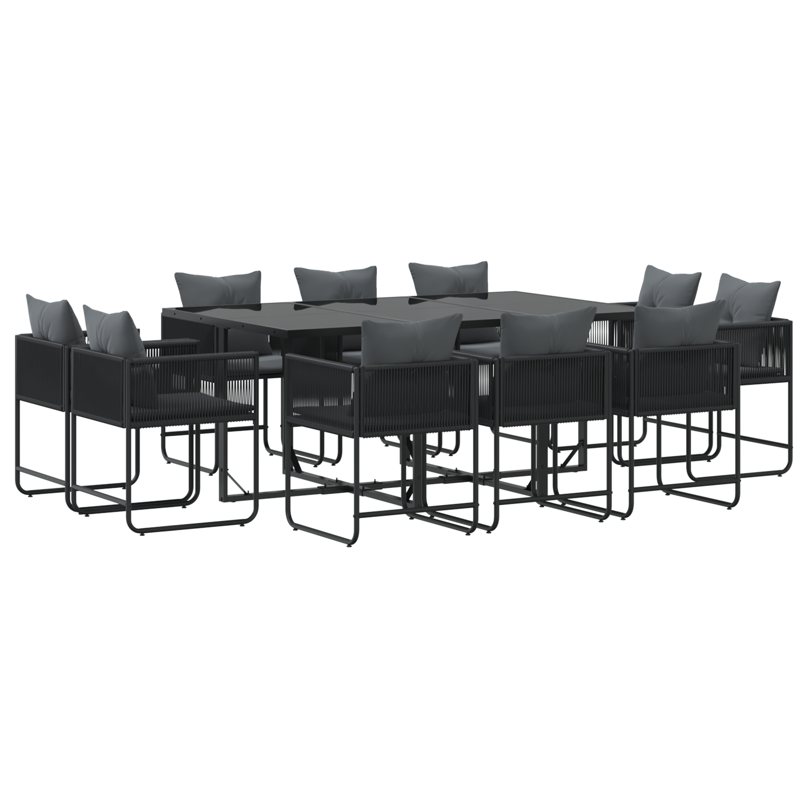 13 Piece Garden Dining Set with Cushions Steel and Poly Rattan - Image 2