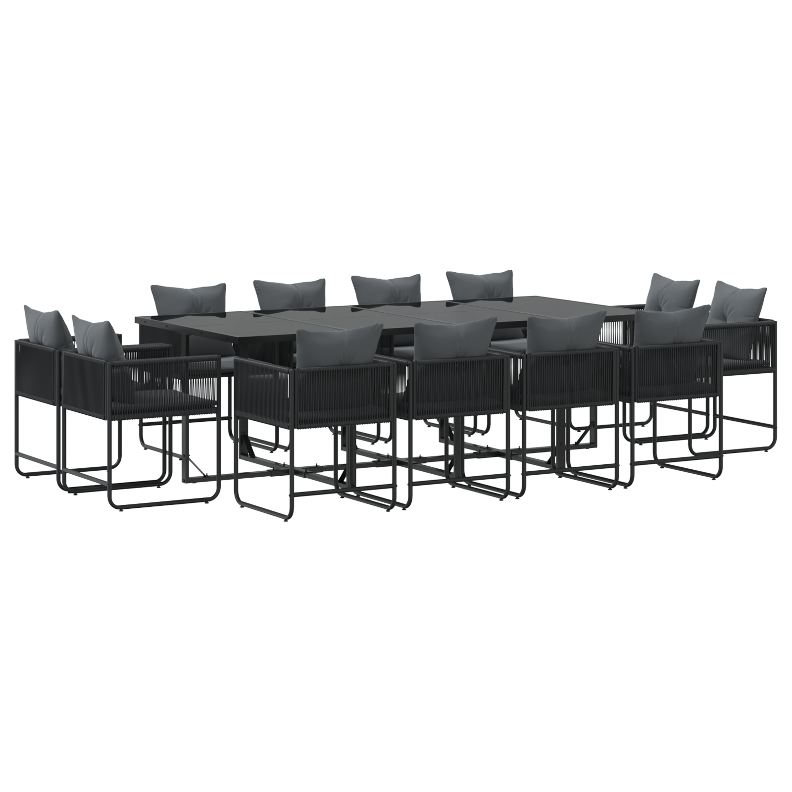 16 Piece Garden Dining Set with Cushions Steel and Poly Rattan - Image 2