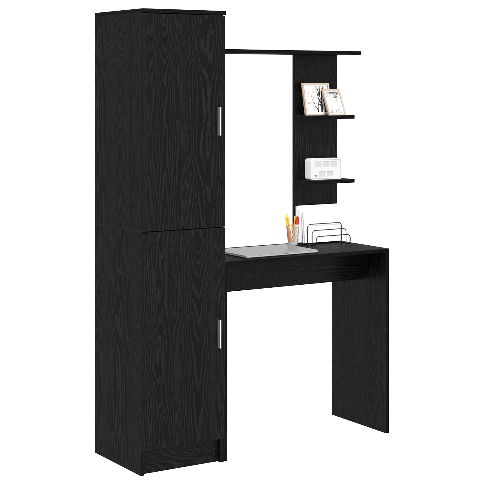 Desk with Storage Black Oak Engineered Wood - Image 3