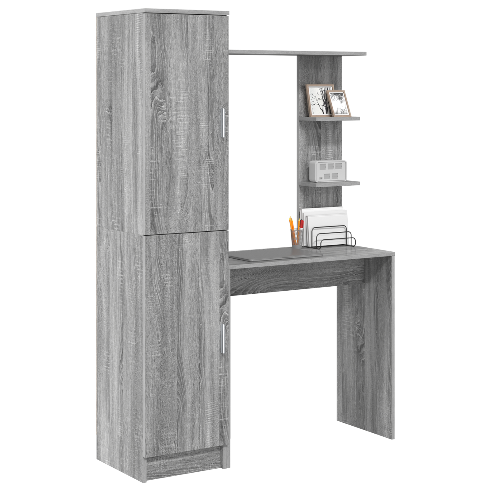 Desk with Storage Grey Sonoma Engineered Wood - Image 3