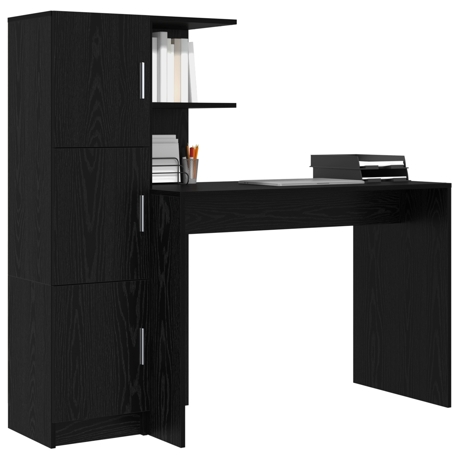 Desk with Storage Black Oak Engineered Wood - Image 3