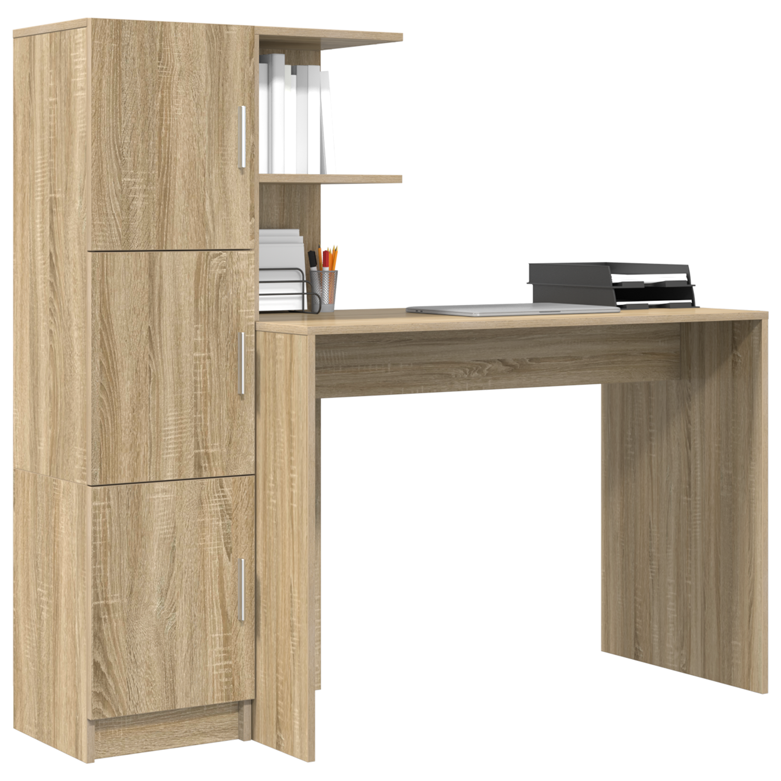 Desk with Storage Sonoma Oak Engineered Wood - Image 3