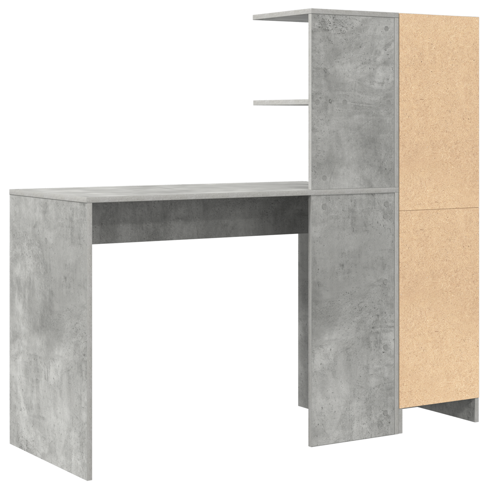 Desk with Storage Concrete Grey Engineered Wood - Image 8