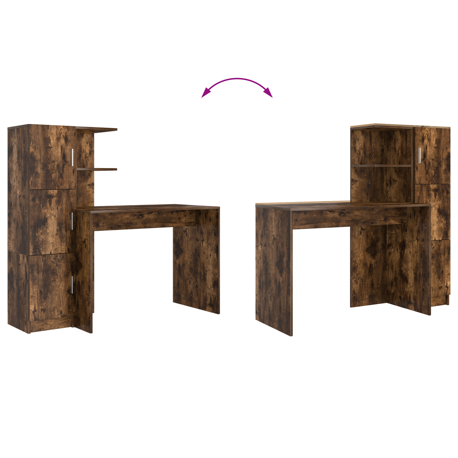 Desk with Storage Smoked Oak Engineered Wood - Image 9