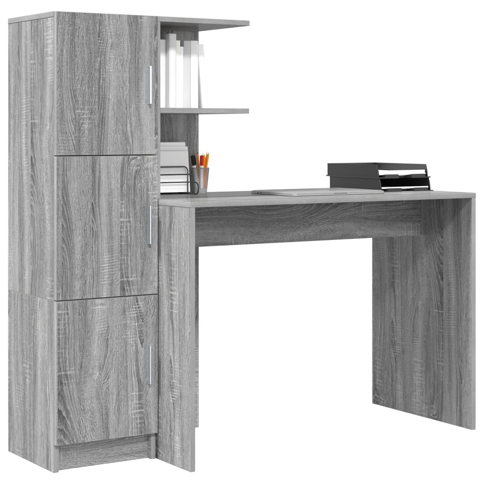 Desk with Storage Grey Sonoma Engineered Wood - Image 3