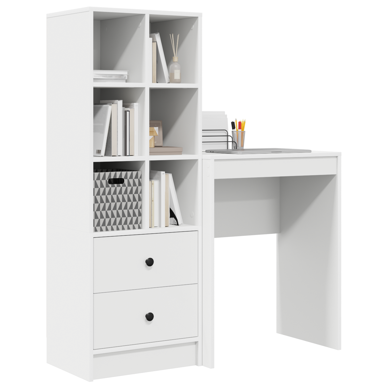Desk with Storage White Engineered Wood - Image 3