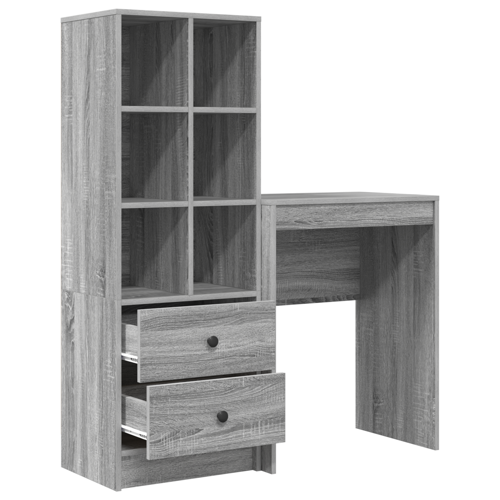 Desk with Storage Grey Sonoma Engineered Wood - Image 6