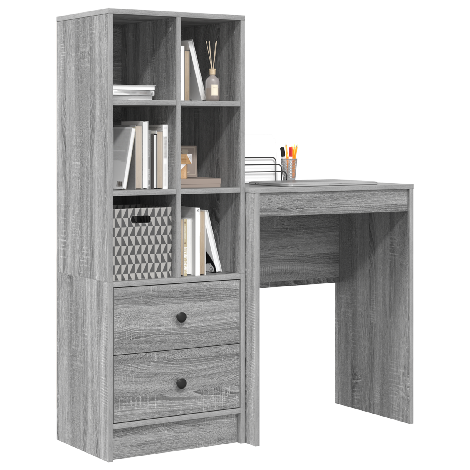 Desk with Storage Grey Sonoma Engineered Wood - Image 3