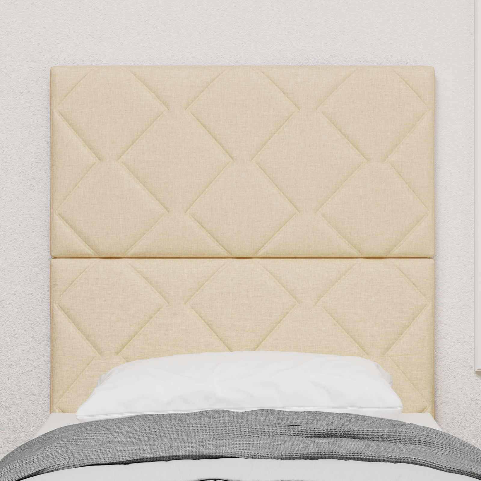 Headboard Diamond Blocks Design Cream 80 cm Fabric - Image 3