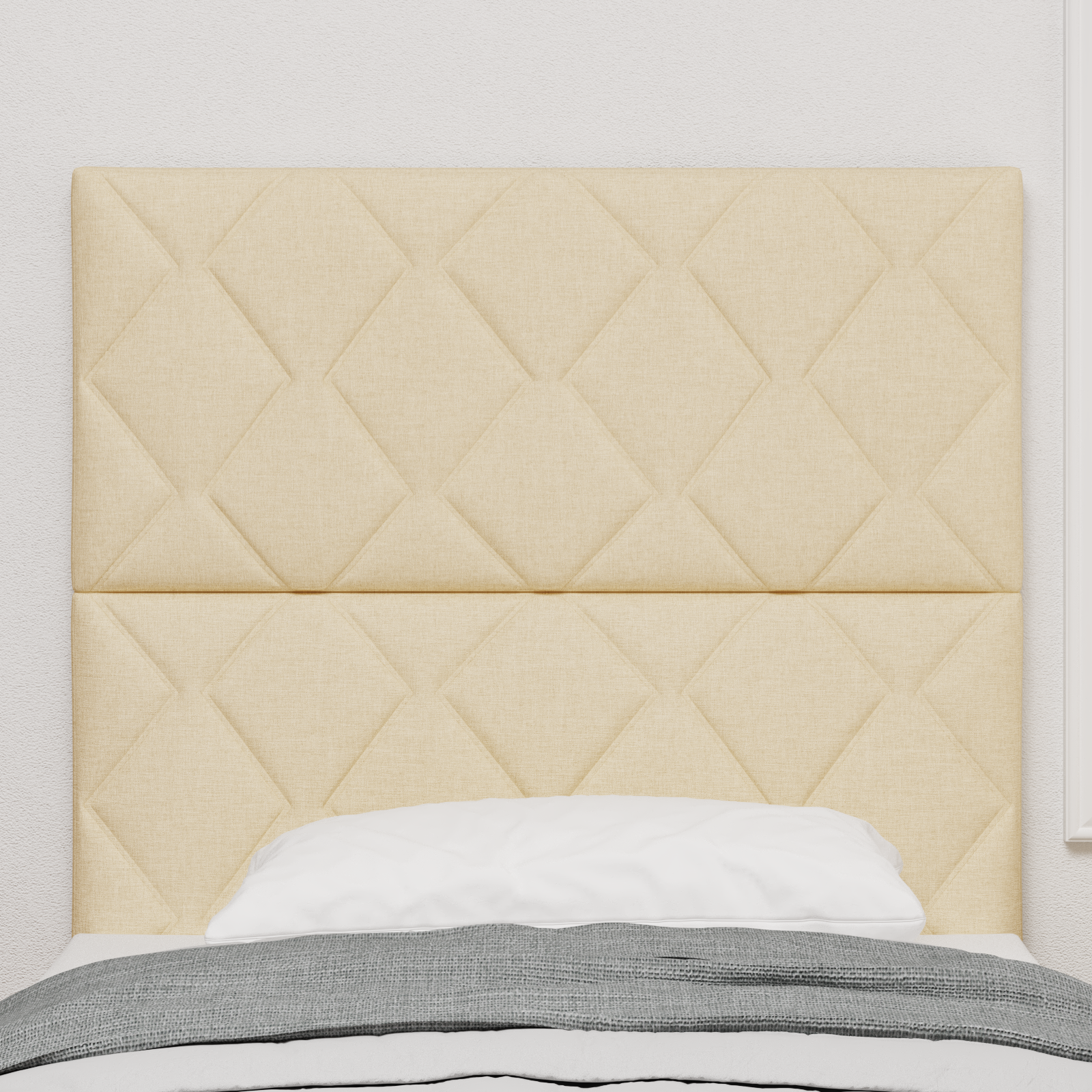 Headboard Diamond Blocks Design Cream 90 cm Fabric - Image 3