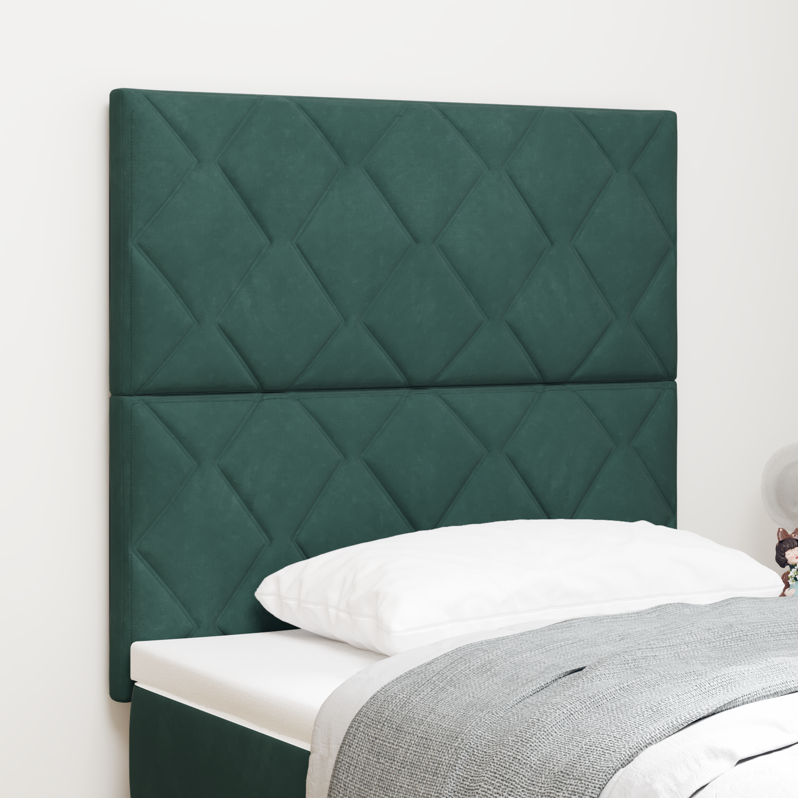 Headboard Diamond Blocks Design Dark Green 90 cm Velvet