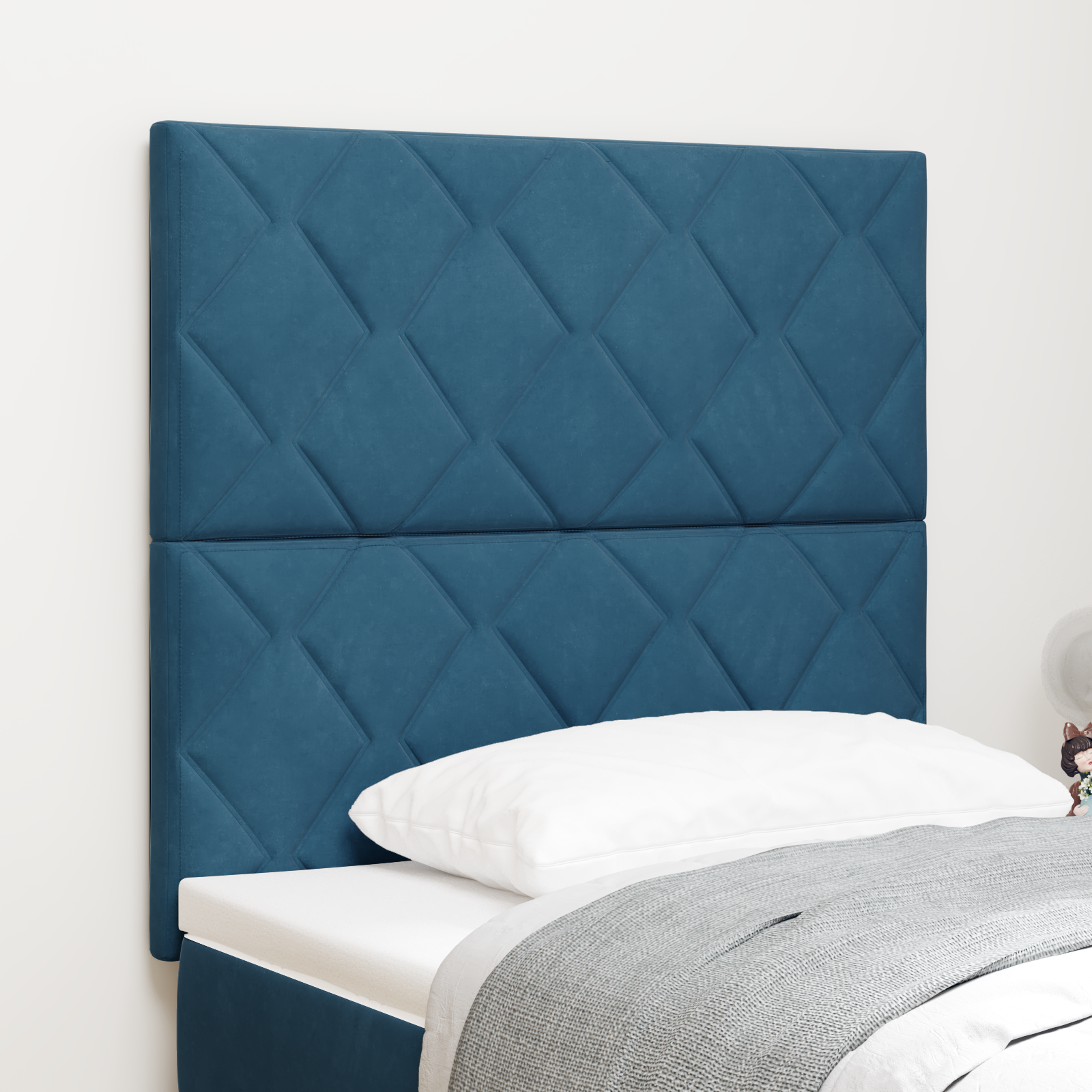 Headboard Diamond Blocks Design Dark Blue 90 cm Velvet