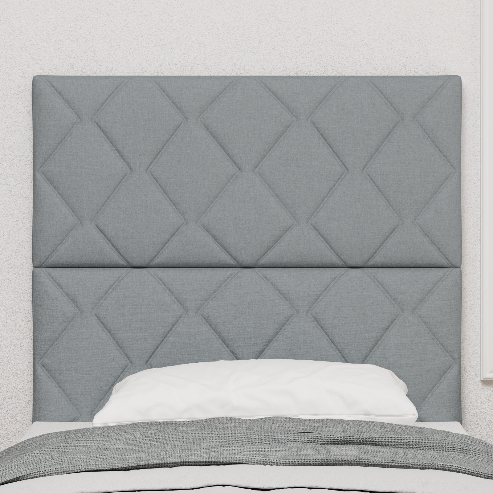 Headboard Diamond Blocks Design Light Grey 100 cm Fabric - Image 3