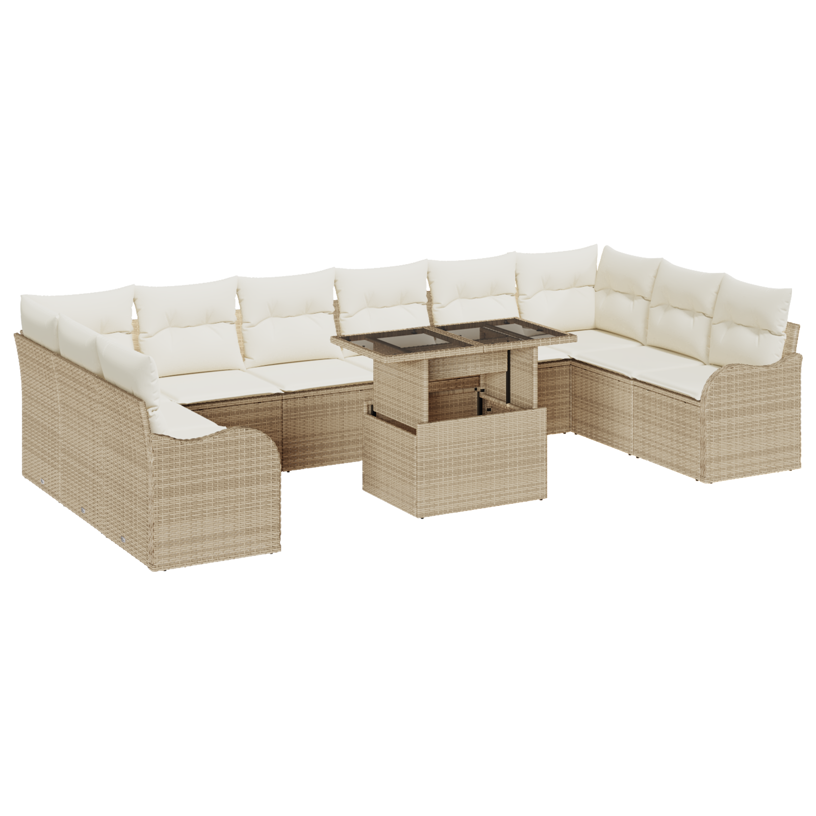 Thumbnail - vidaXL 11-teiliges Garten-Sofa-Set mit Kissen Beige Poly Rattan