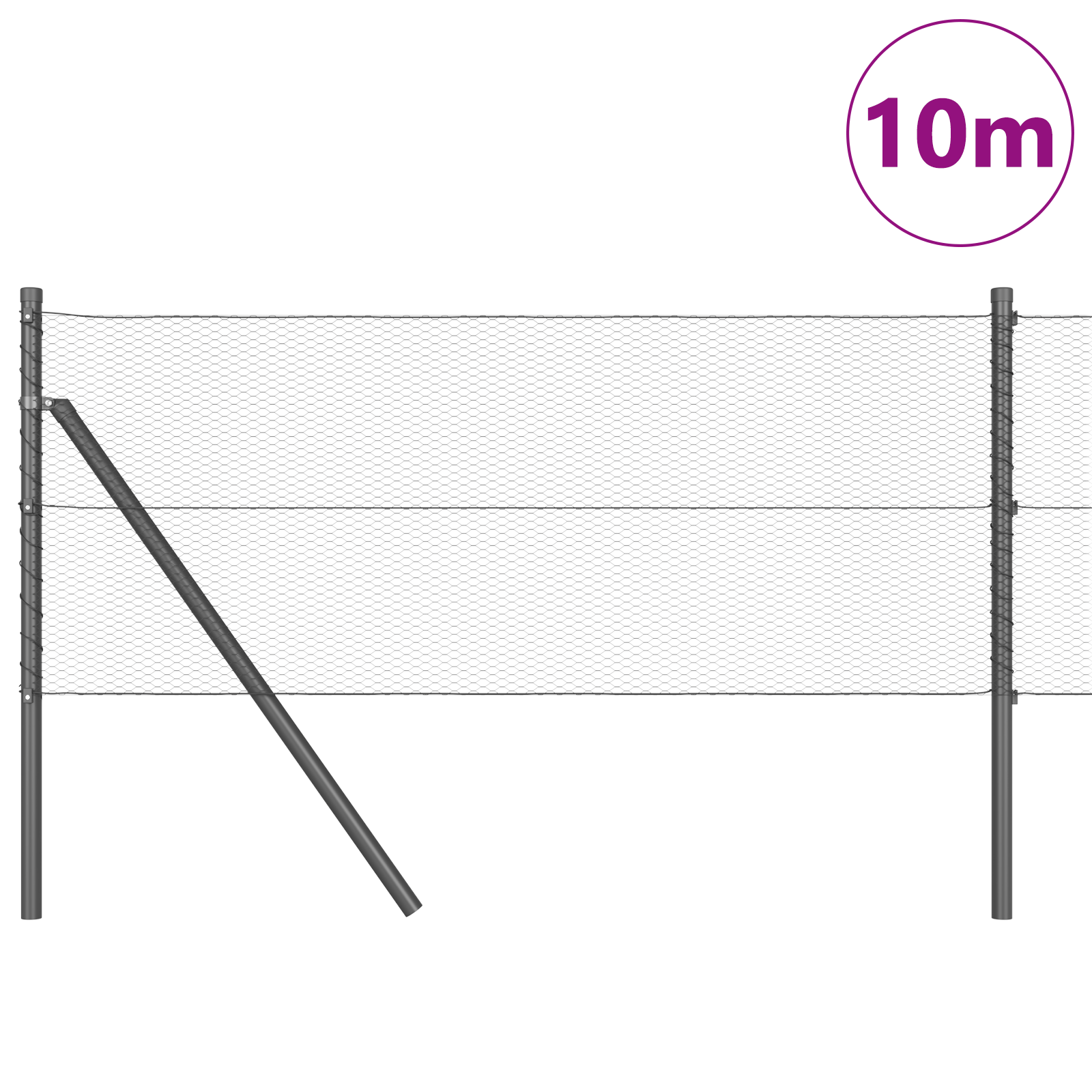 Hexagon Fence Grey 0.6x10 m Steel - Image 3