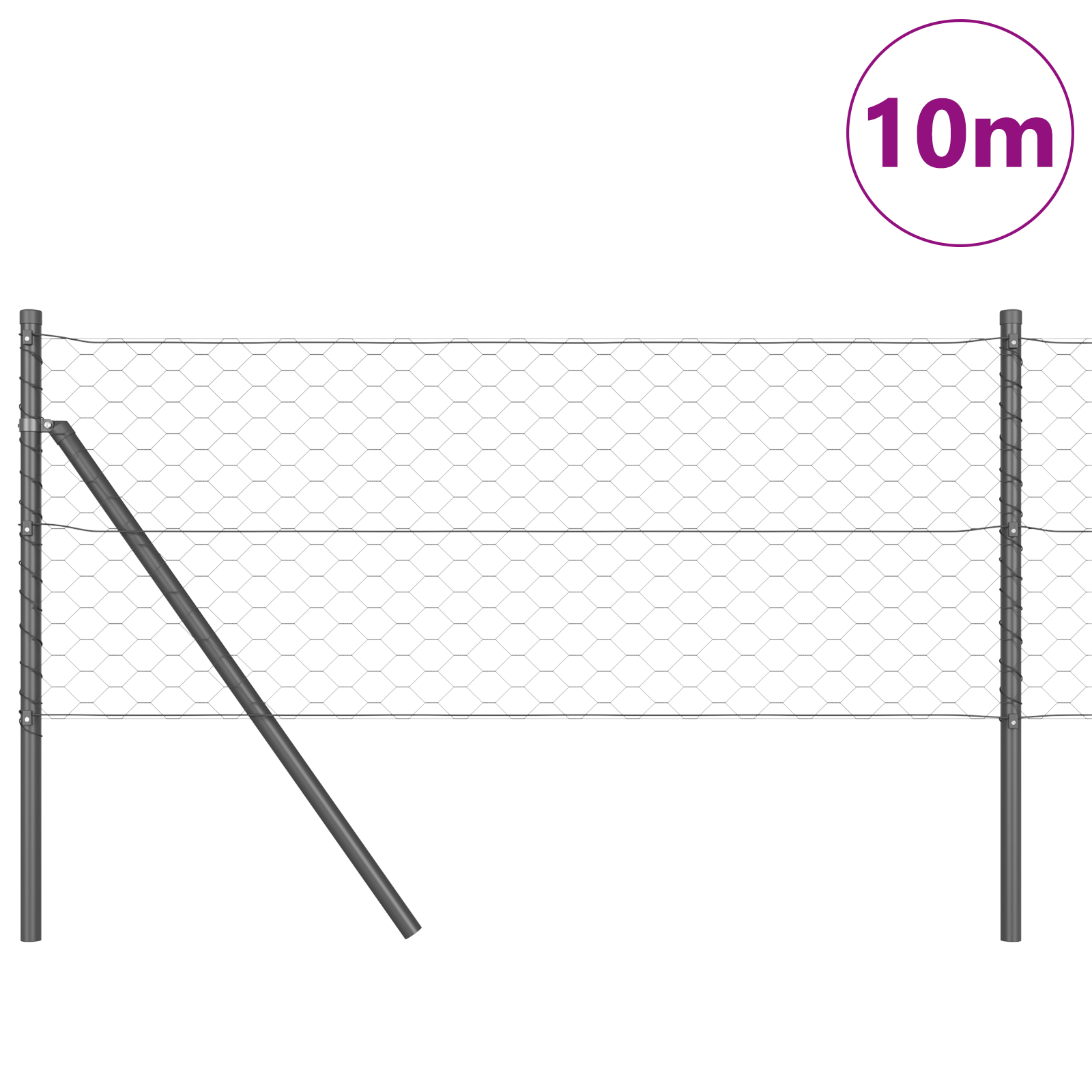 Hexagon Fence Grey 0.6x10 m Steel - Image 3