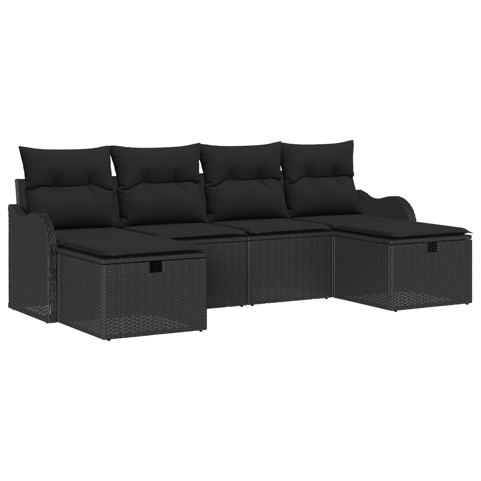 Thumbnail - vidaXL 6-tlg. Garten-Sofagarnitur mit Kissen Schwarz Poly Rattan