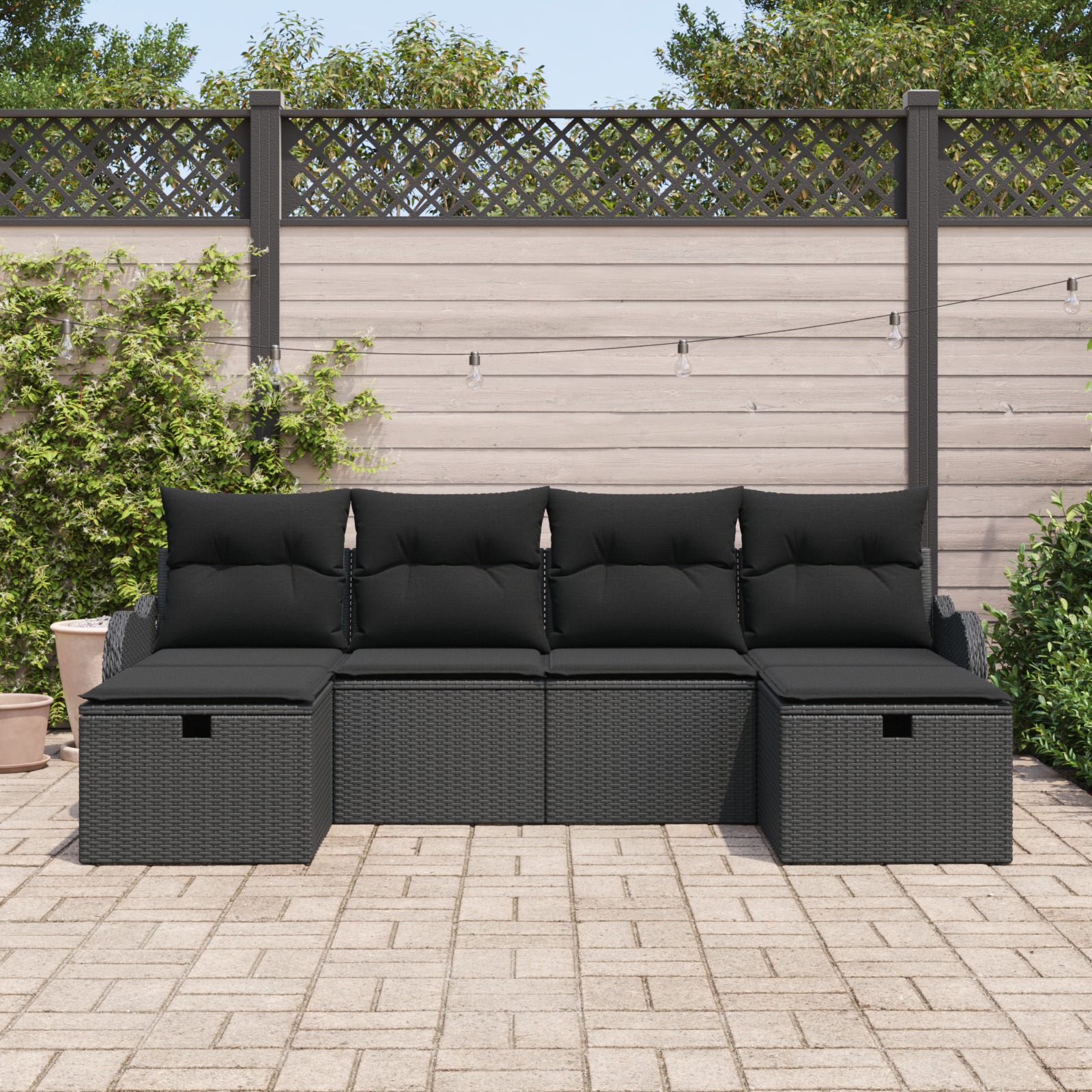 Thumbnail - vidaXL 6-tlg. Garten-Sofagarnitur mit Kissen Schwarz Poly Rattan