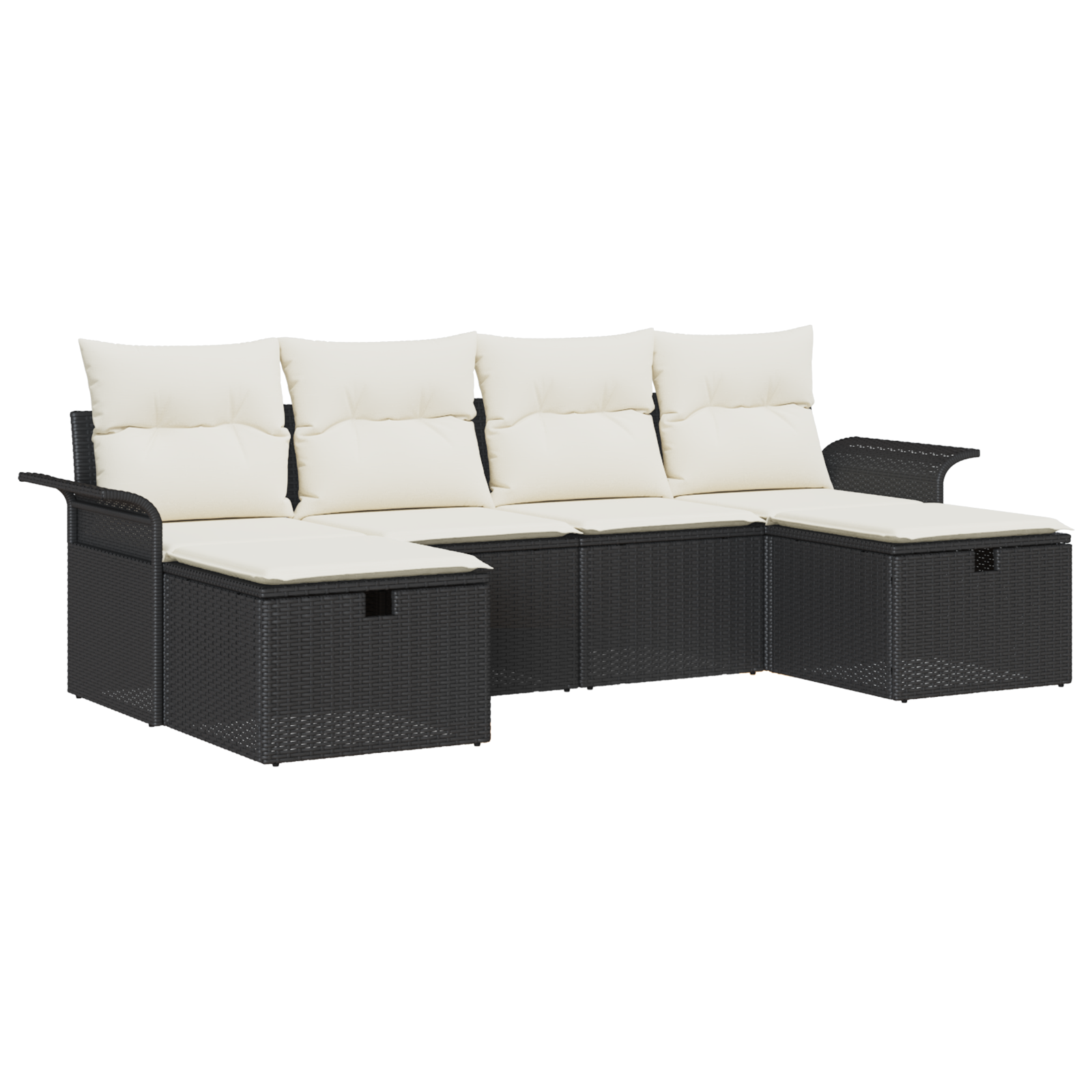 Thumbnail - vidaXL 6-tlg. Garten-Sofagarnitur mit Kissen Schwarz Poly Rattan