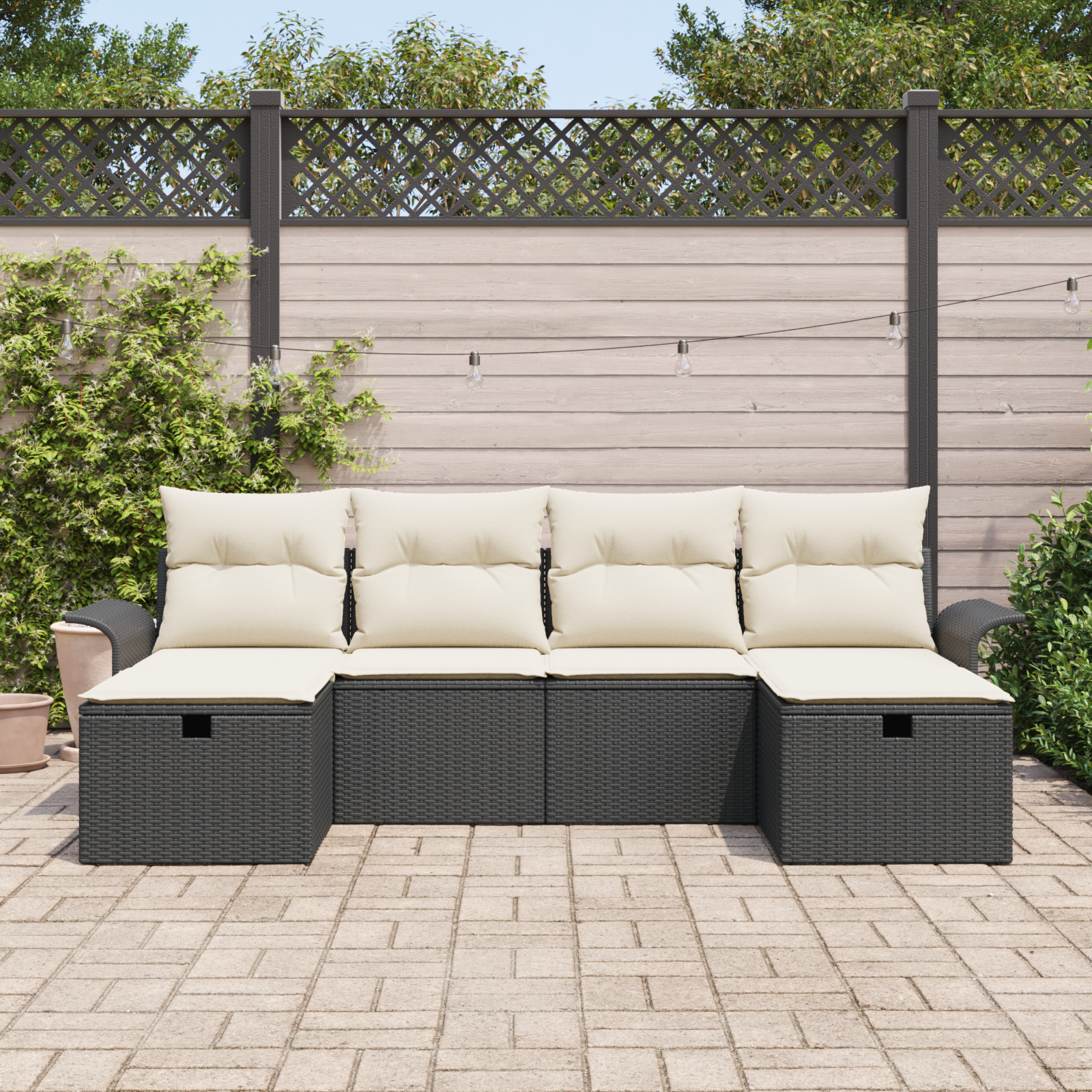 Thumbnail - vidaXL 6-tlg. Garten-Sofagarnitur mit Kissen Schwarz Poly Rattan