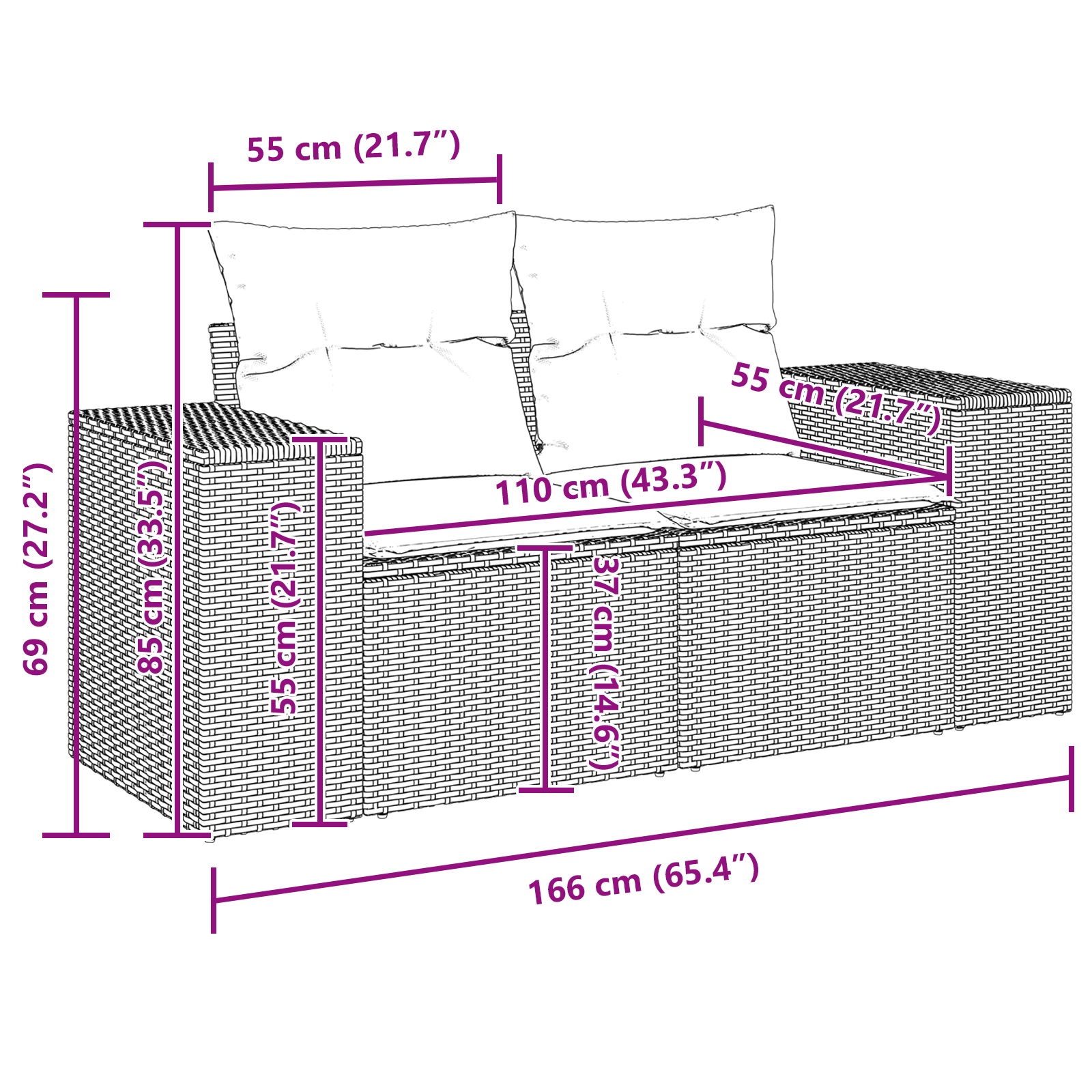 Conjunto de Sofá de Jardim de 14 Peças com Almofadas Cinza Polirattan Acácia, Conjunto de Jantar de Jardim de 4 Peças com Almofadas Cinza Polirattan Acácia - Image 12