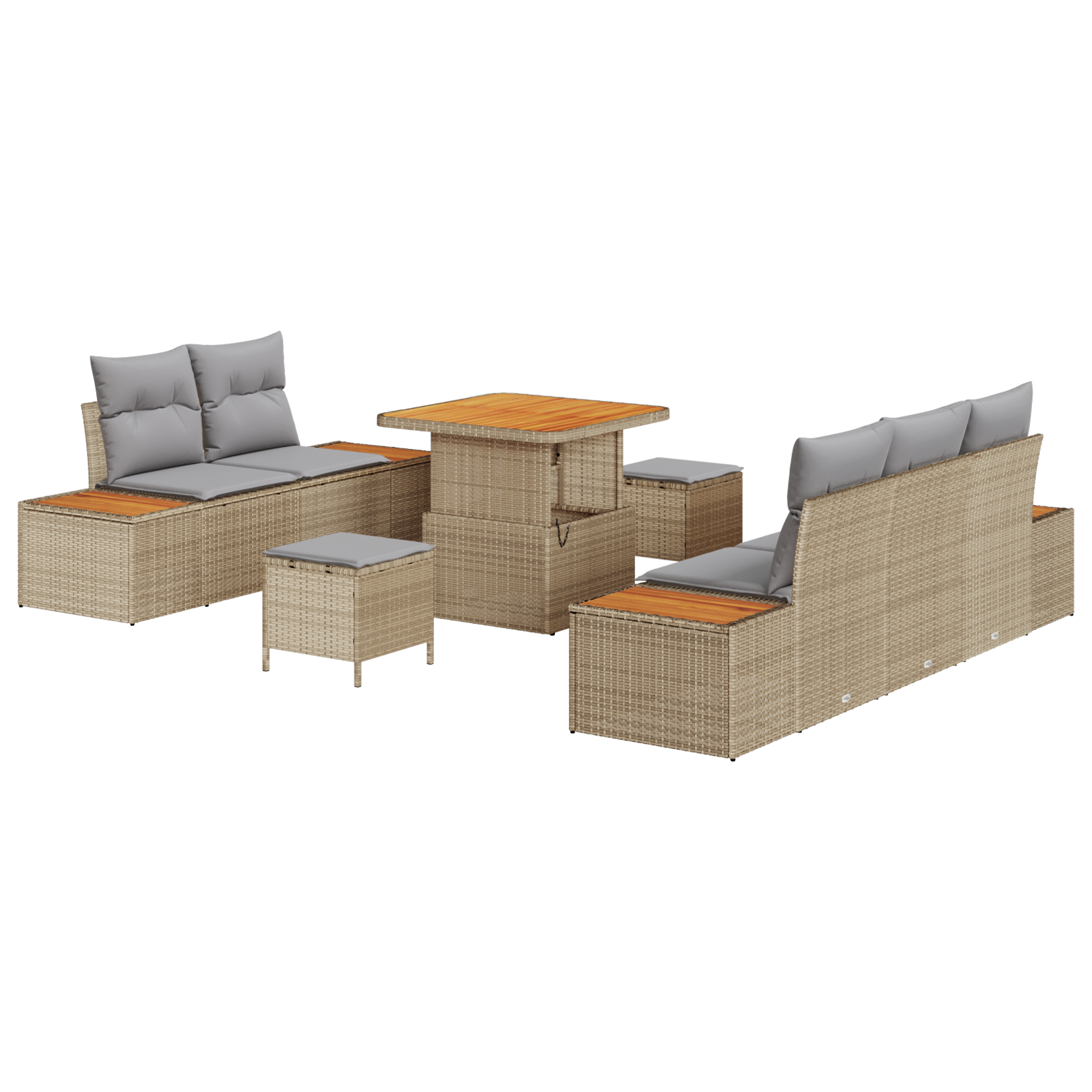 Thumbnail - vidaXL 8-teiliges Garten Sofa Set mit Kissen Beige Poly Rattan Akazie