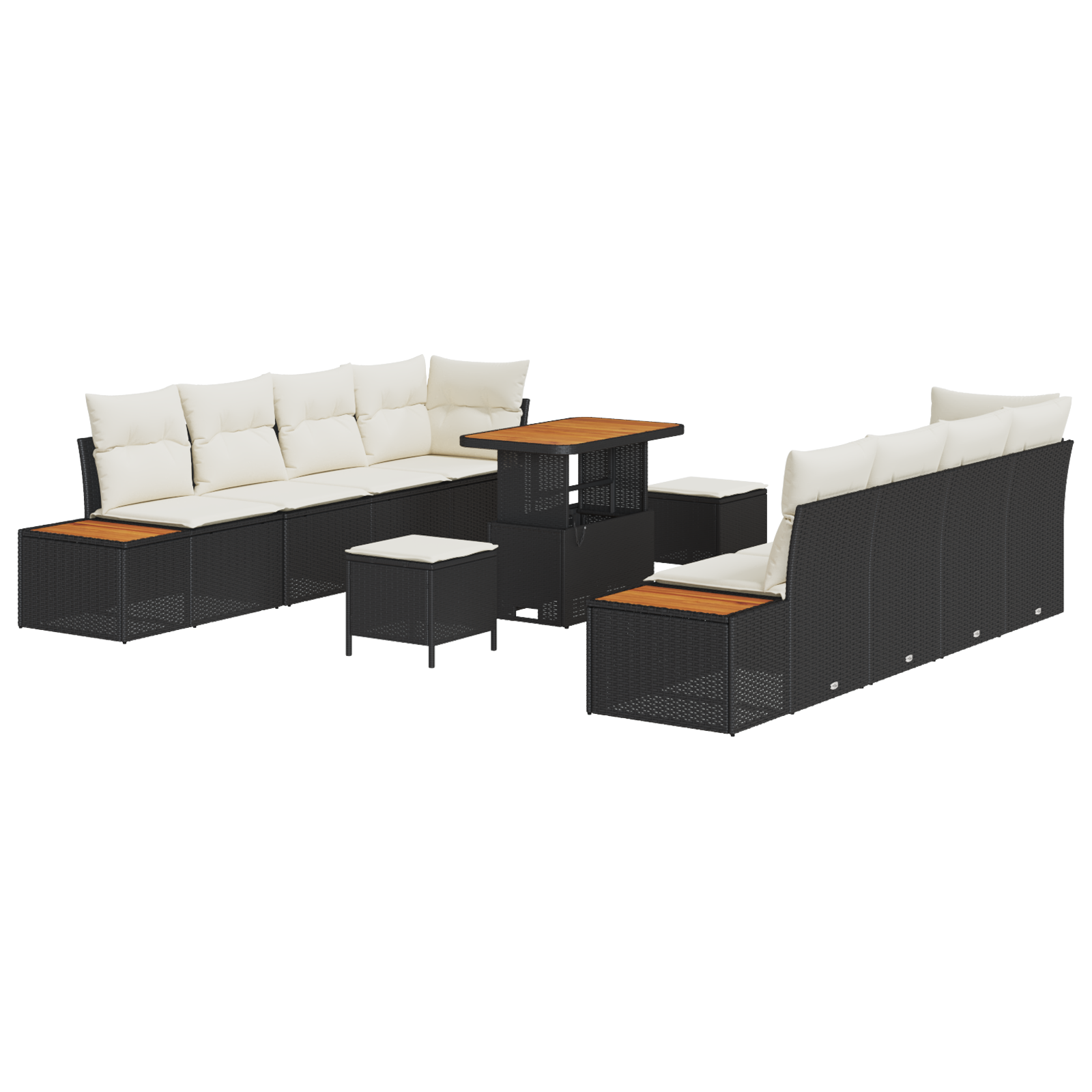 Thumbnail - vidaXL 11-tlg. Garten-Sofagarnitur mit Kissen Schwarz Poly Rattan