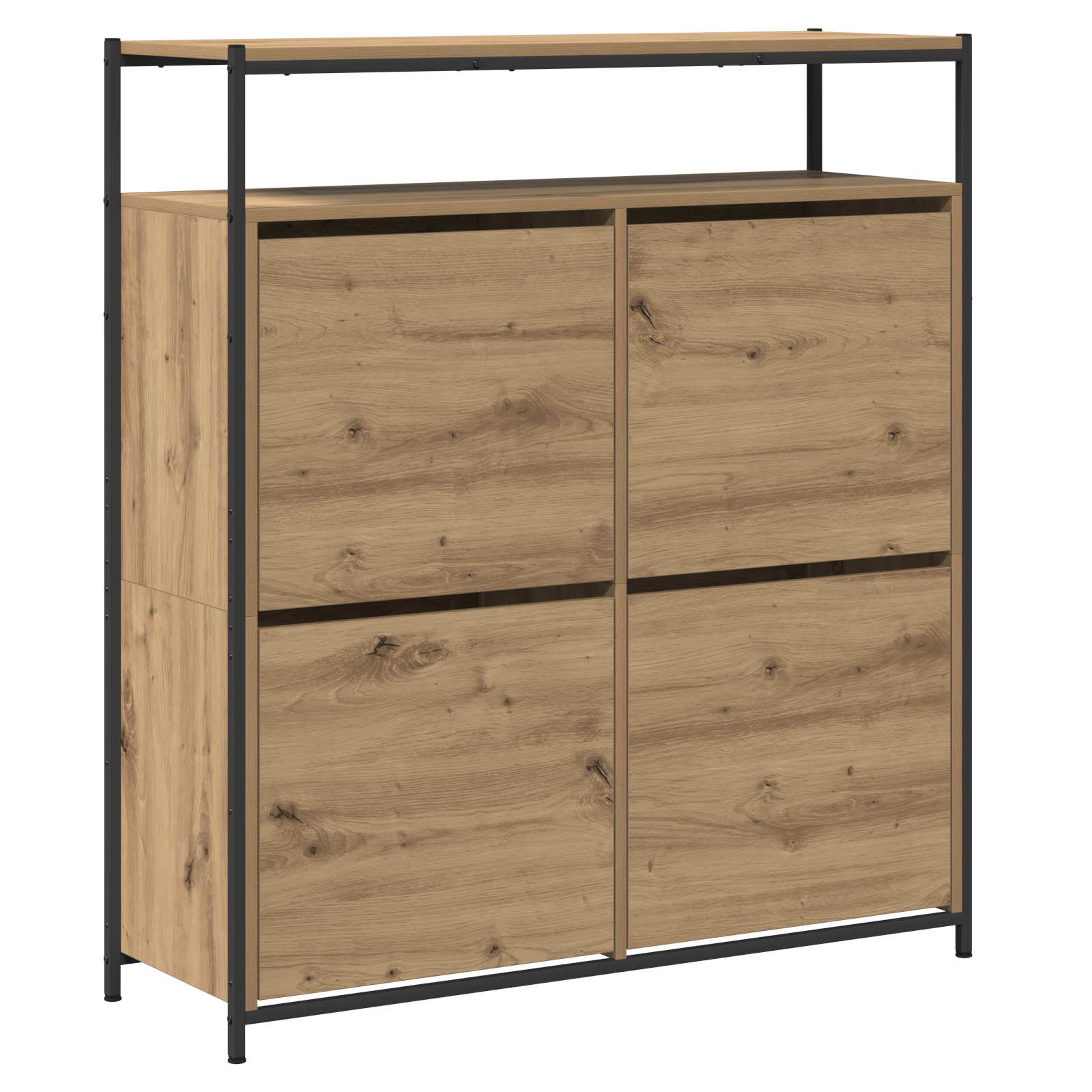 Shoe Cabinet with 4 Flip-Drawers Artisan Oak 100x34x112 cm - Image 2