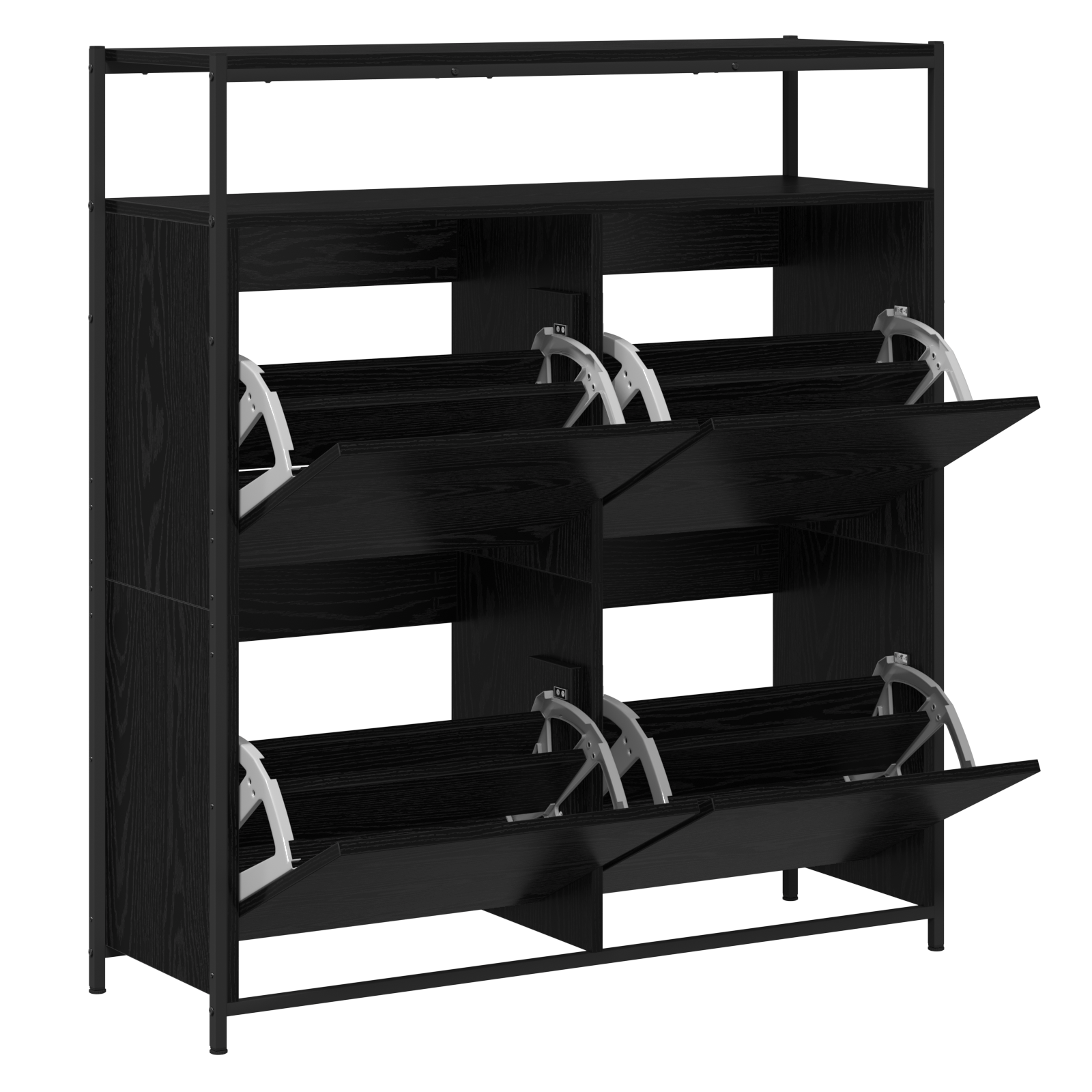 Shoe Cabinet with 4 Flip-Drawers Black Oak 100x34x112 cm - Image 5