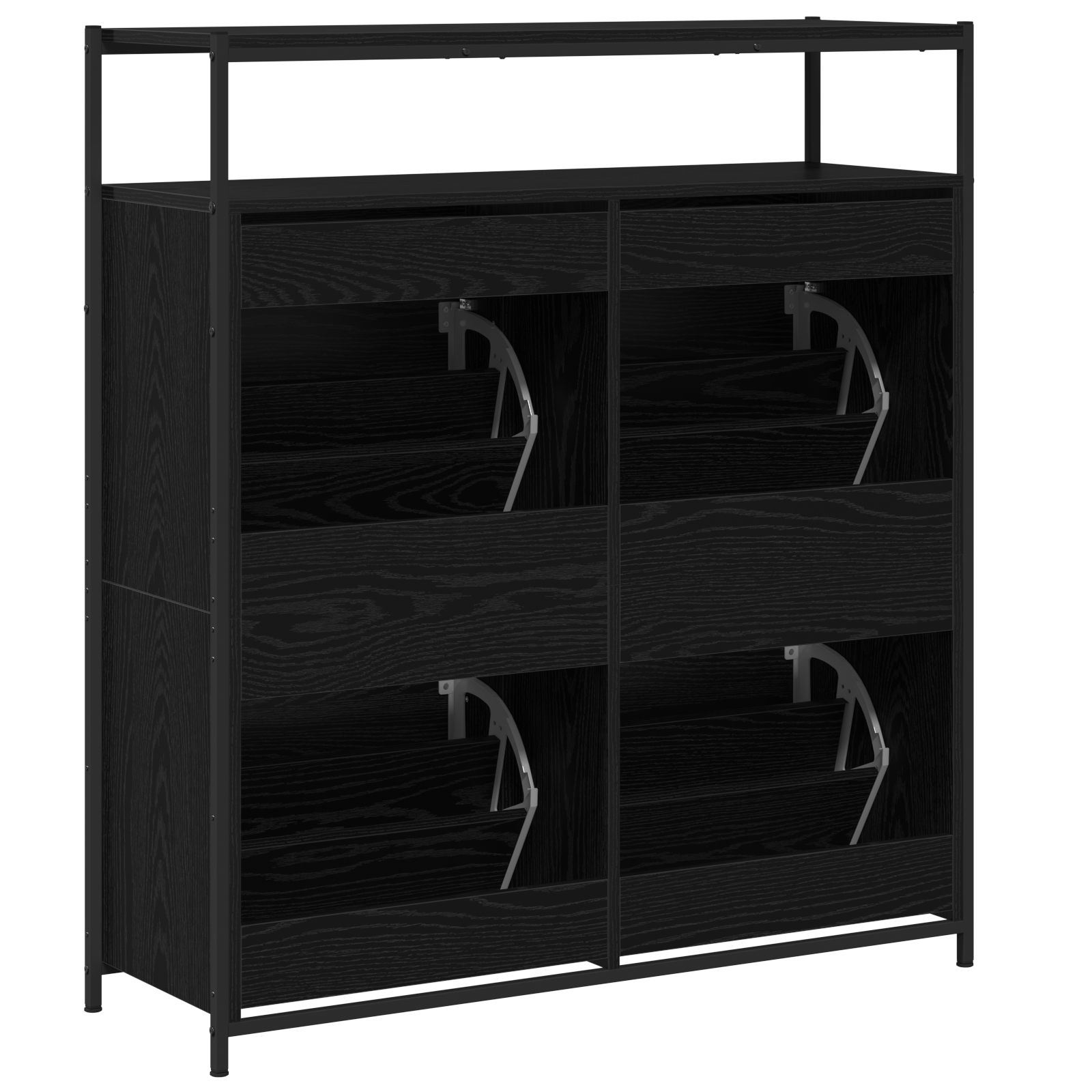Shoe Cabinet with 4 Flip-Drawers Black Oak 100x34x112 cm - Image 8