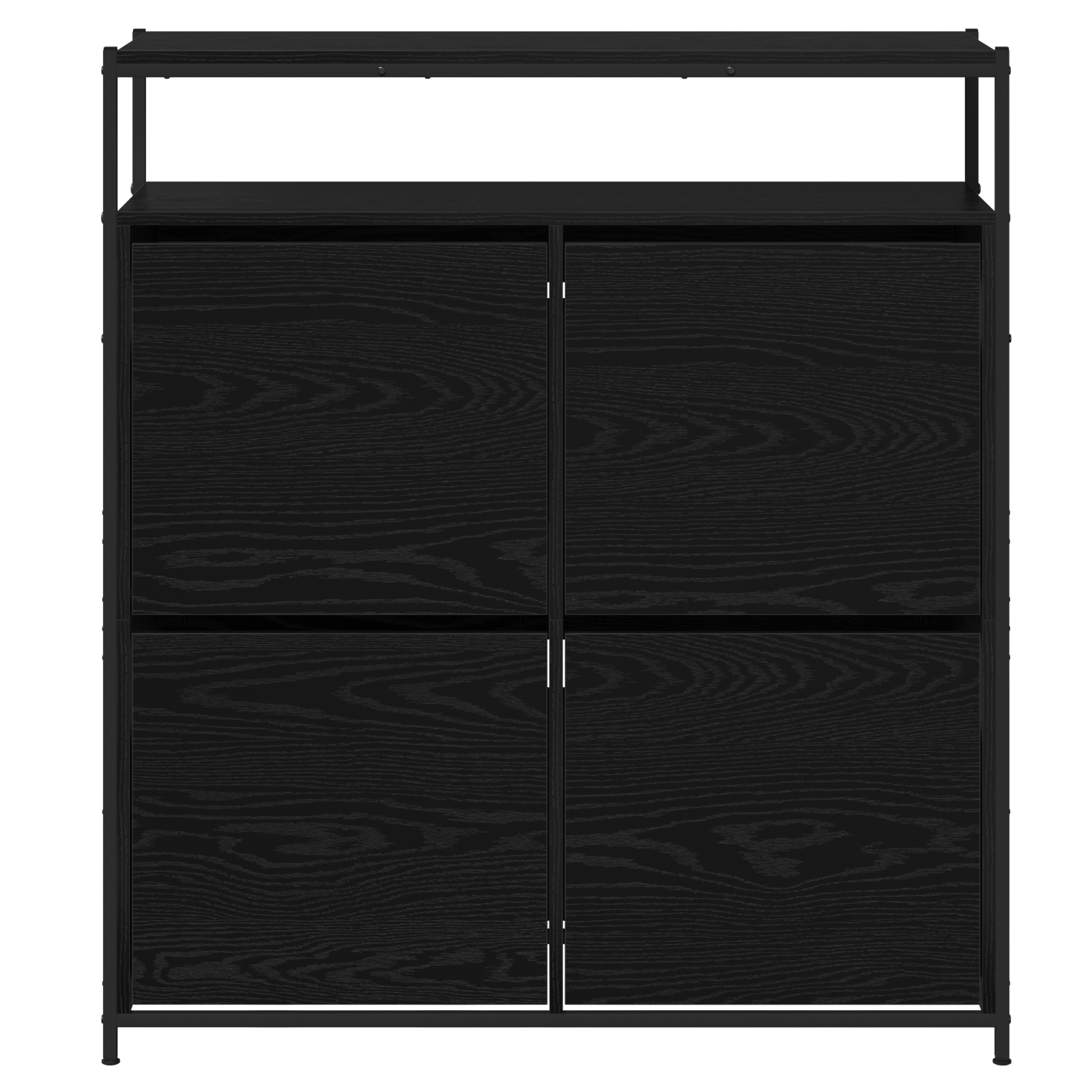 Shoe Cabinet with 4 Flip-Drawers Black Oak 100x34x112 cm - Image 6