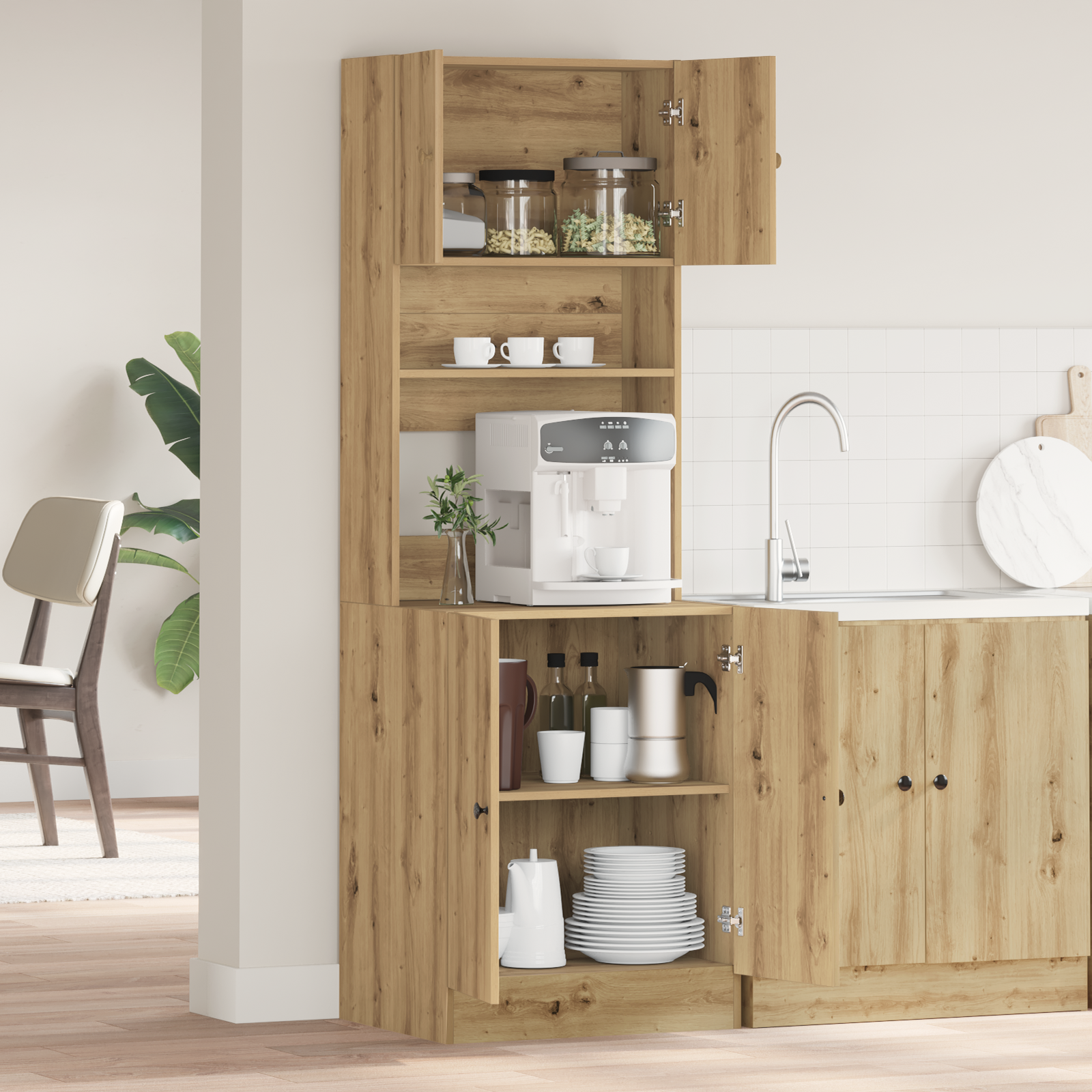 Kitchen Cabinet Artisan Oak 60x50x180 cm Engineered Wood - Image 4