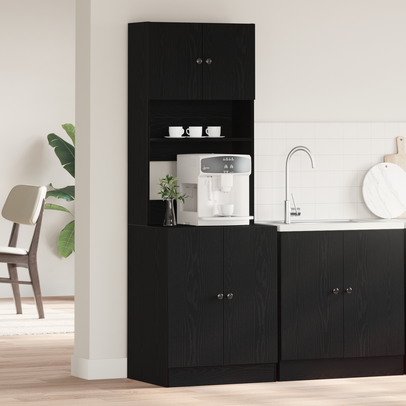 Kitchen Cabinet Black Oak 60x50x180 cm Engineered Wood