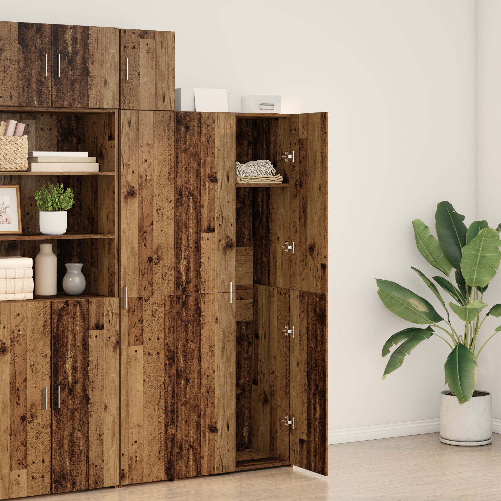 Highboard Old Wood 70x42.5x185 cm Engineered Wood - Image 4